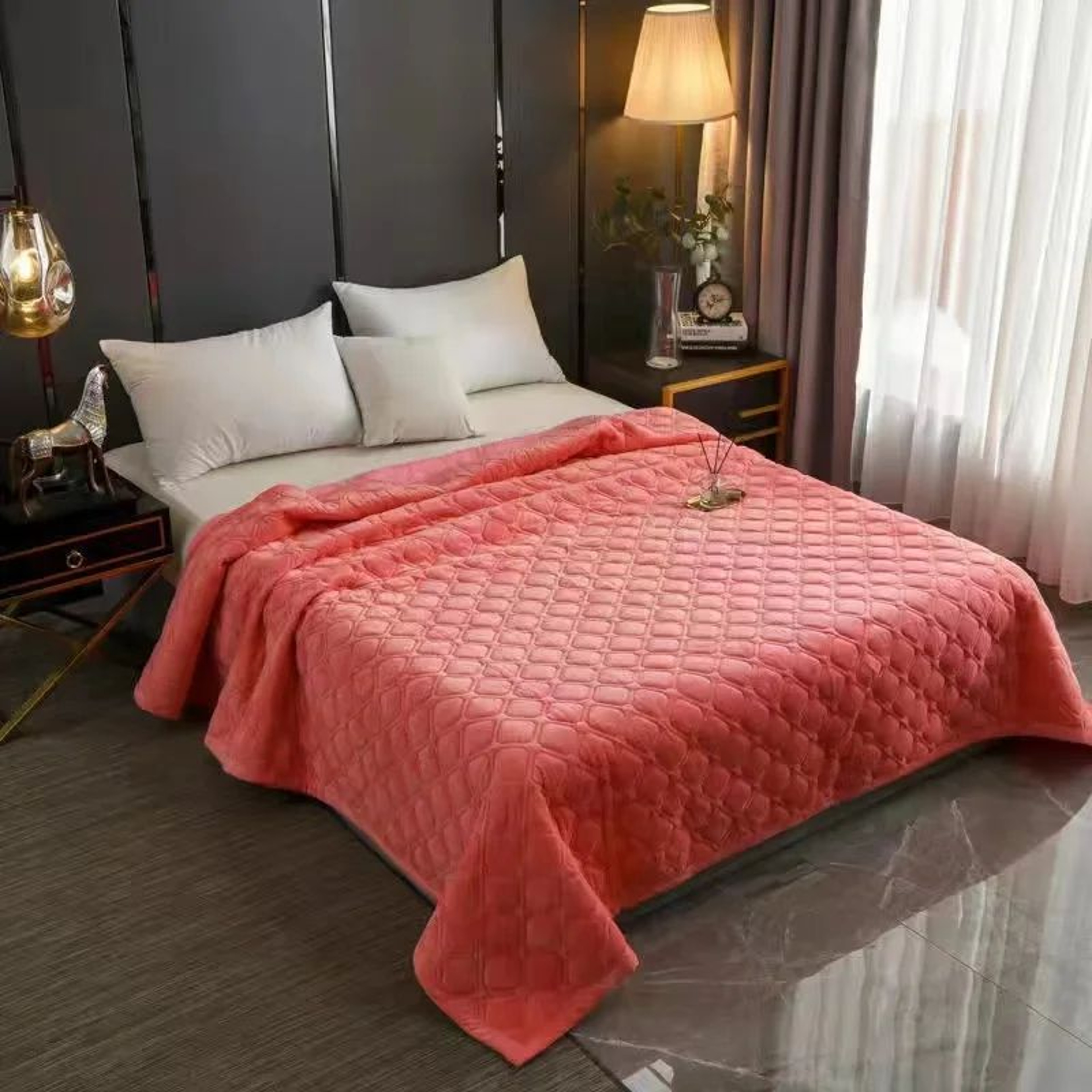 Soft Velvet Quilted Bedspread Blanket 270x230cm 11