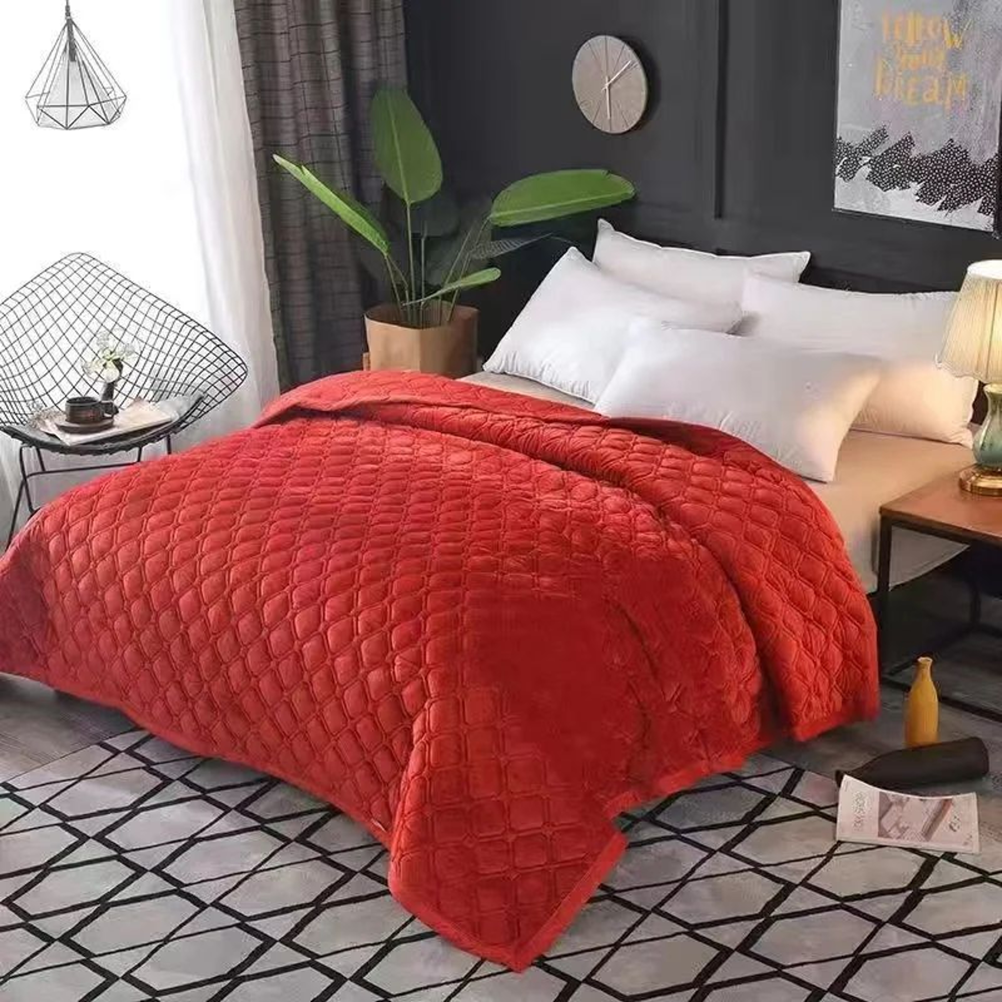 Soft Velvet Quilted Bedspread Blanket 270x230cm 12