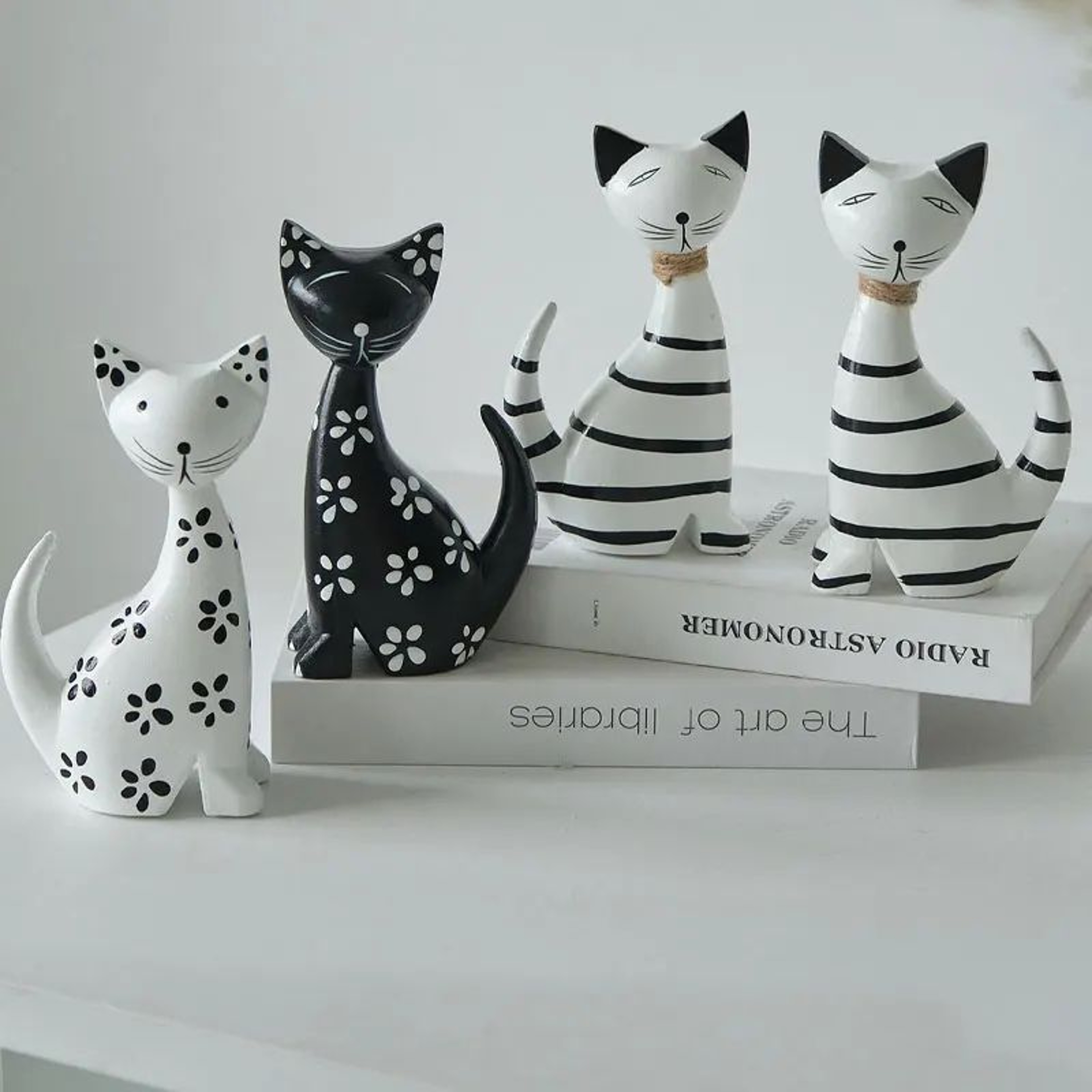 Black And White Couple Spotted Kitten Wooden Ornament 4