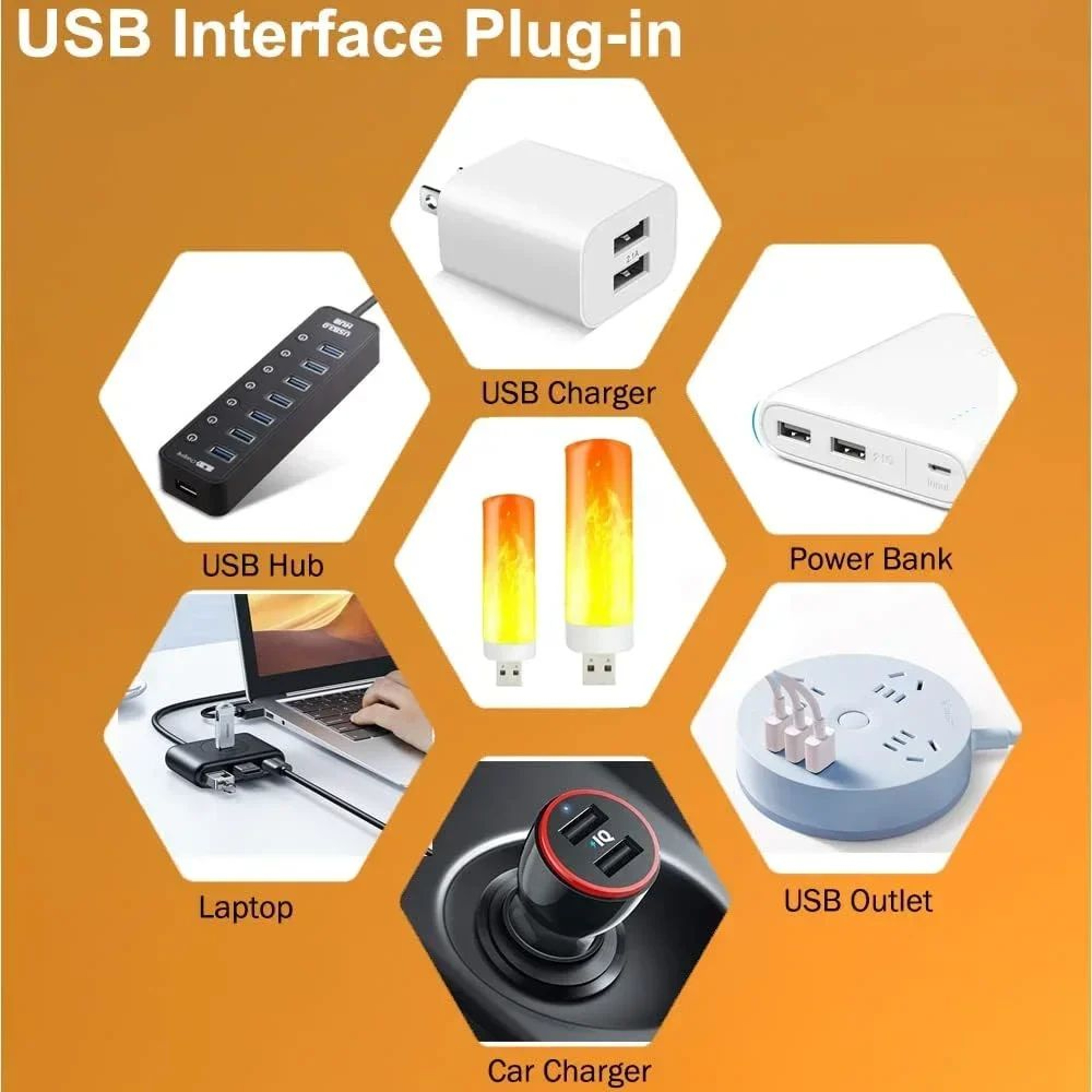 USB LED Flame Effect Night Lamp Light 4