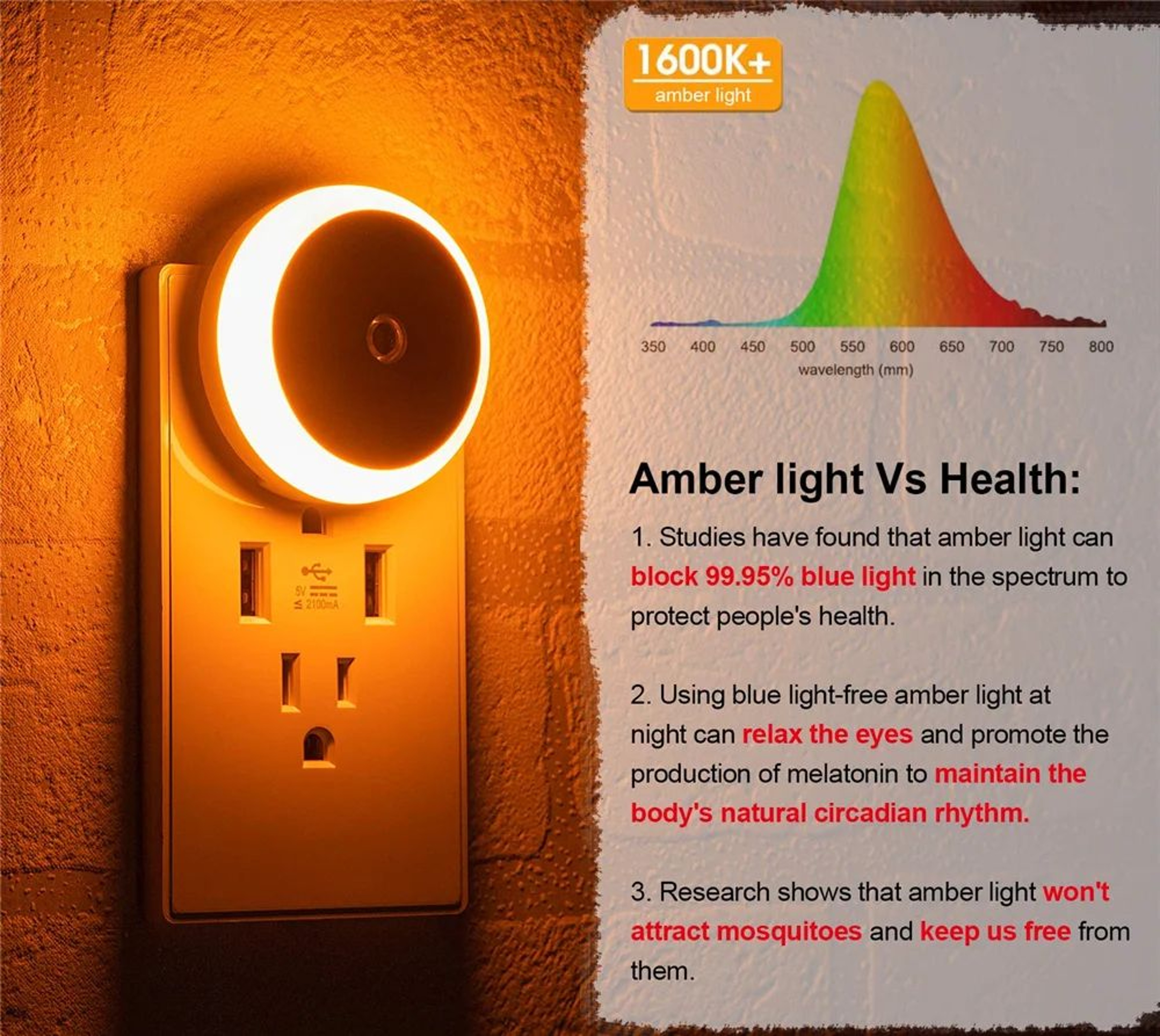 Dusk To Dawn Sensor PlugIn LED Night Light 8
