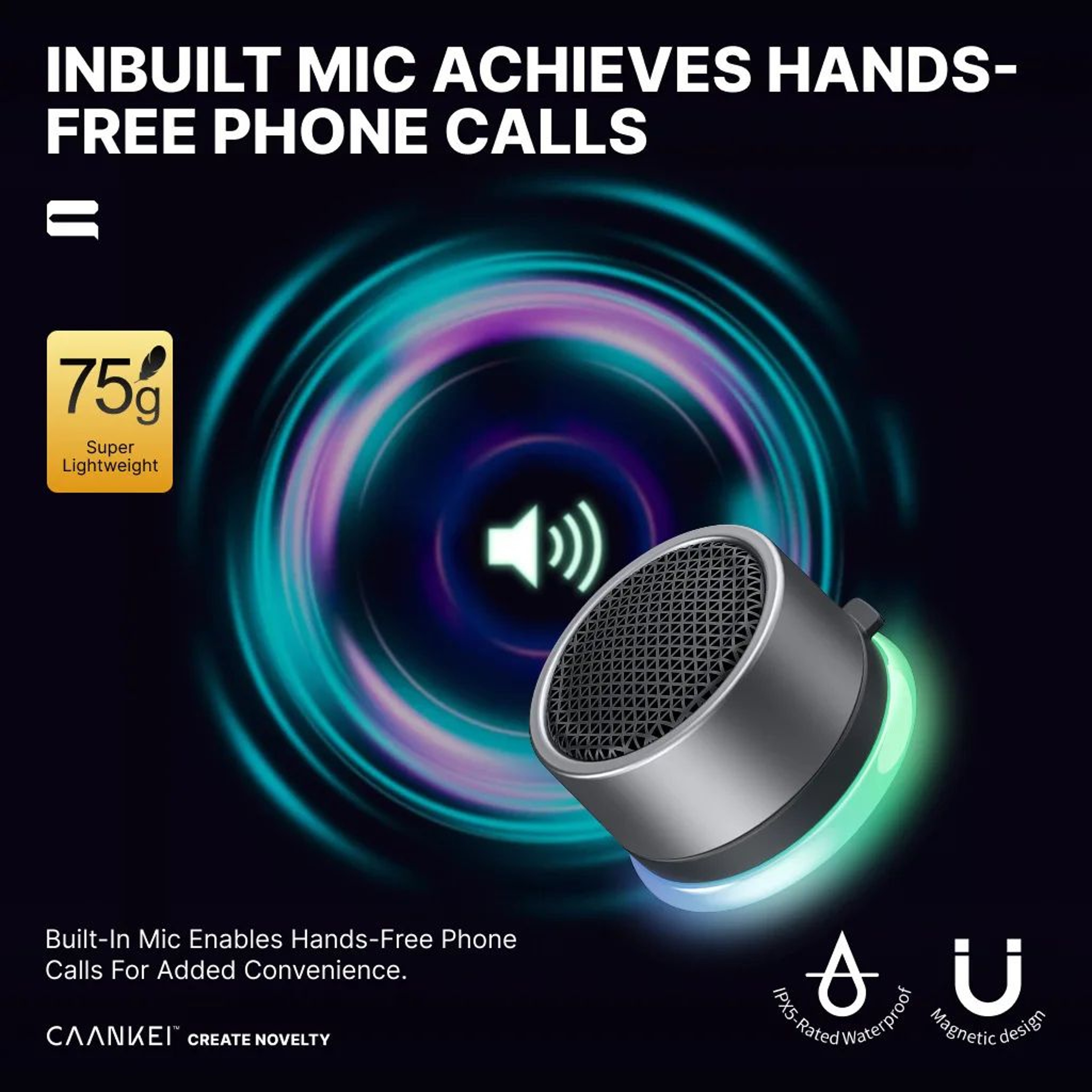 Bluetooth Magnetic Mini Waterproof Speaker With RGB Light 7