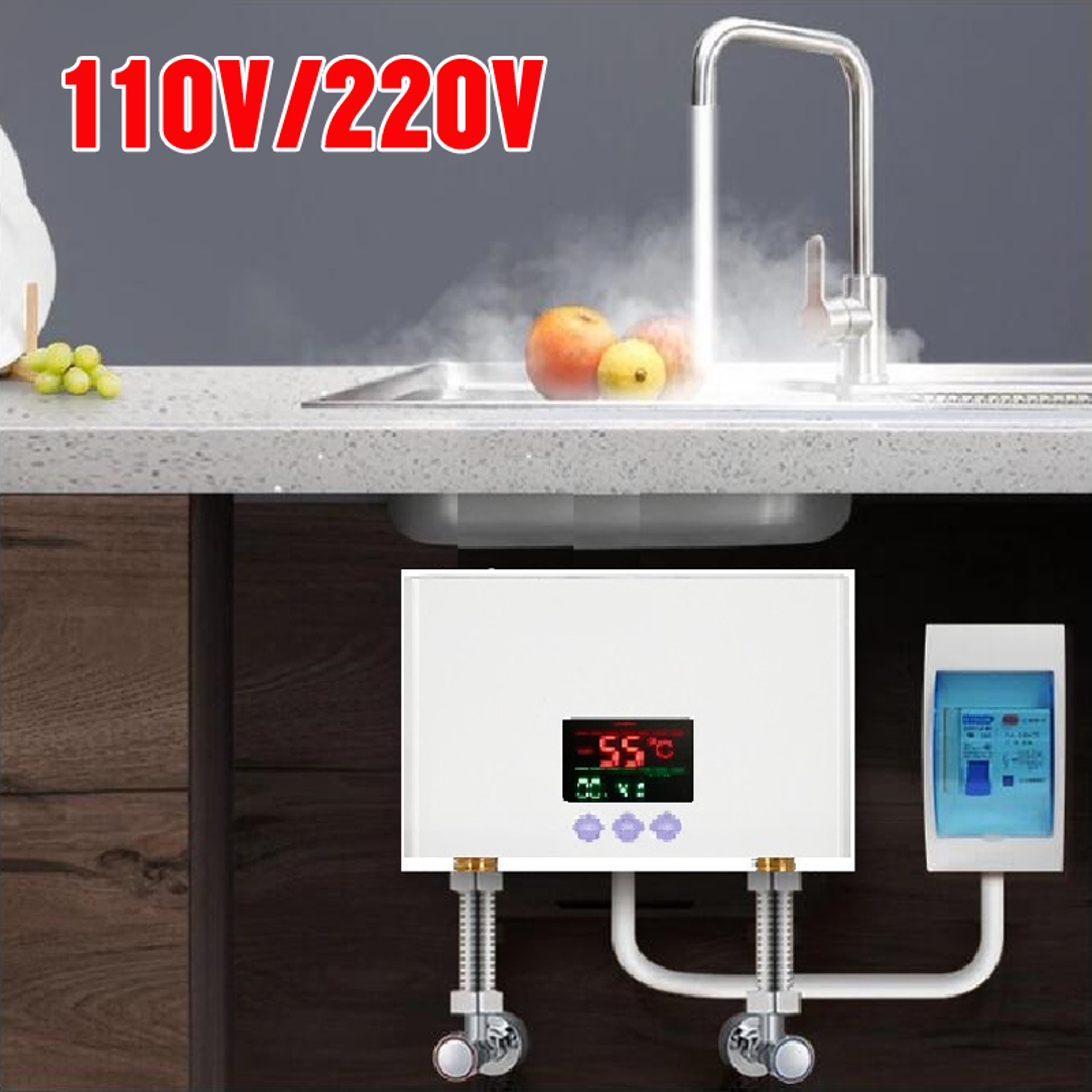Instant Electric Water Heater  WallMounted Fast Heating Shower  Kitchen Hot Water System 0