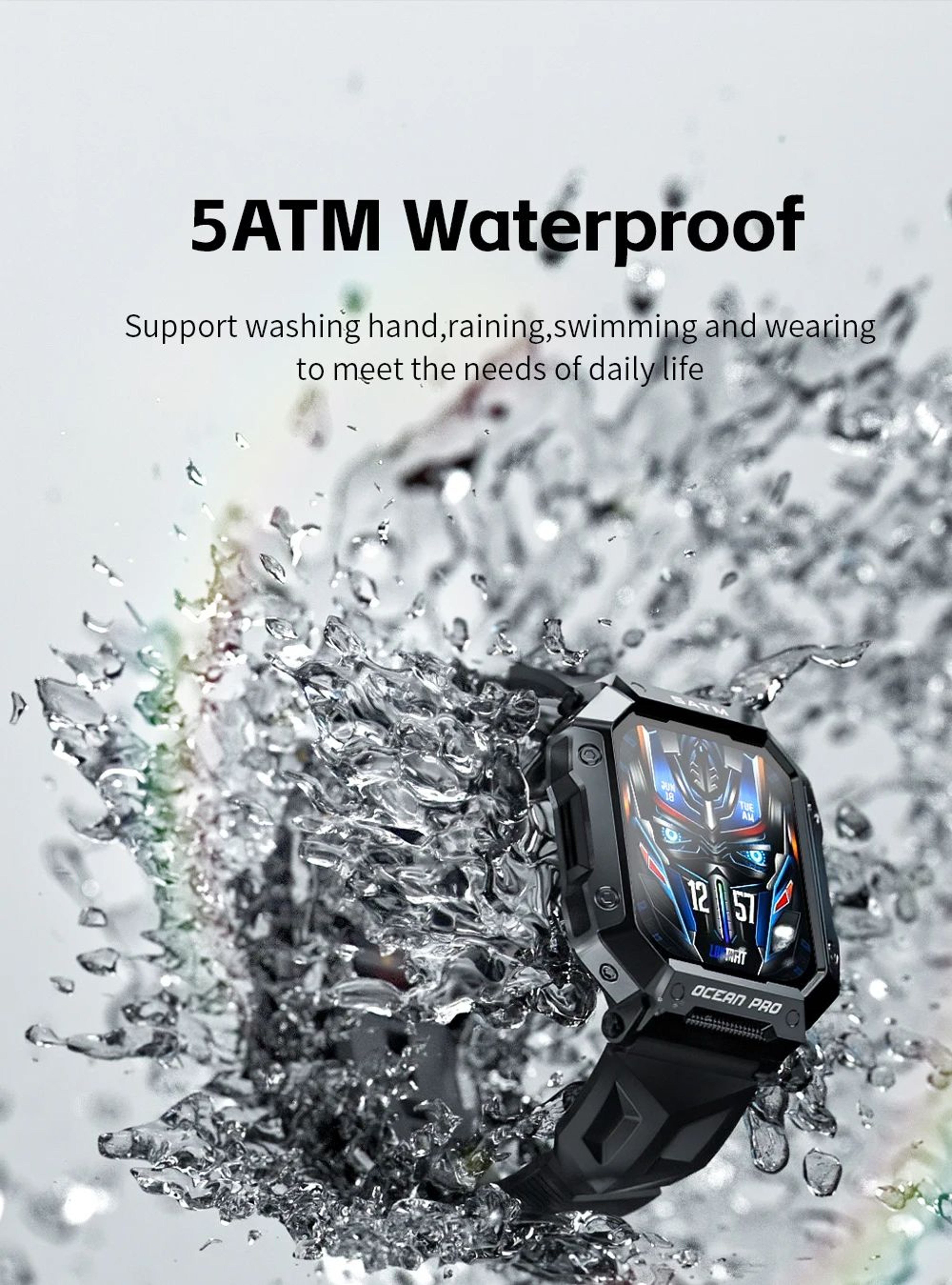LOKMAT Ocean Pro Rugged Waterproof Sport Smartwatch Black 7