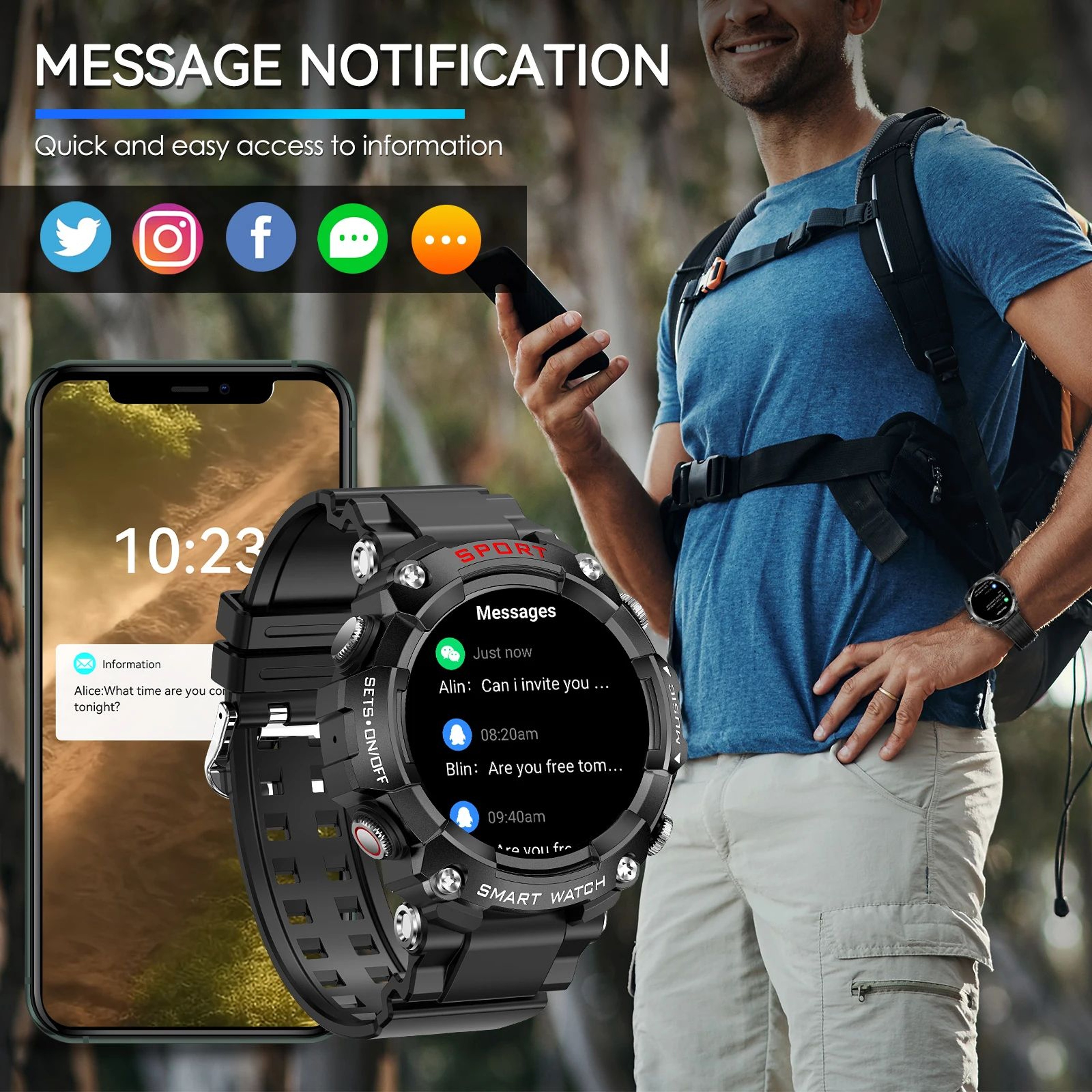 LaNikar AMOLED Smartwatch With Built In Bluetooth Earbuds 2