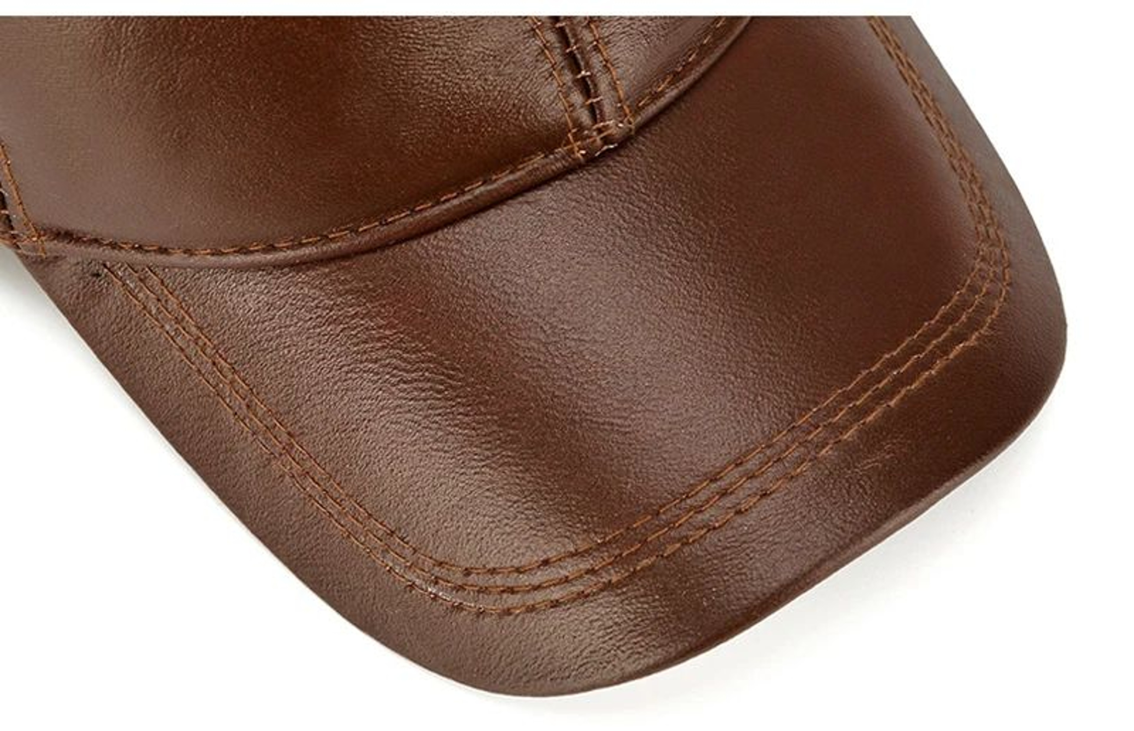 Men Real Cowhide Leather Winter Baseball Cap 8
