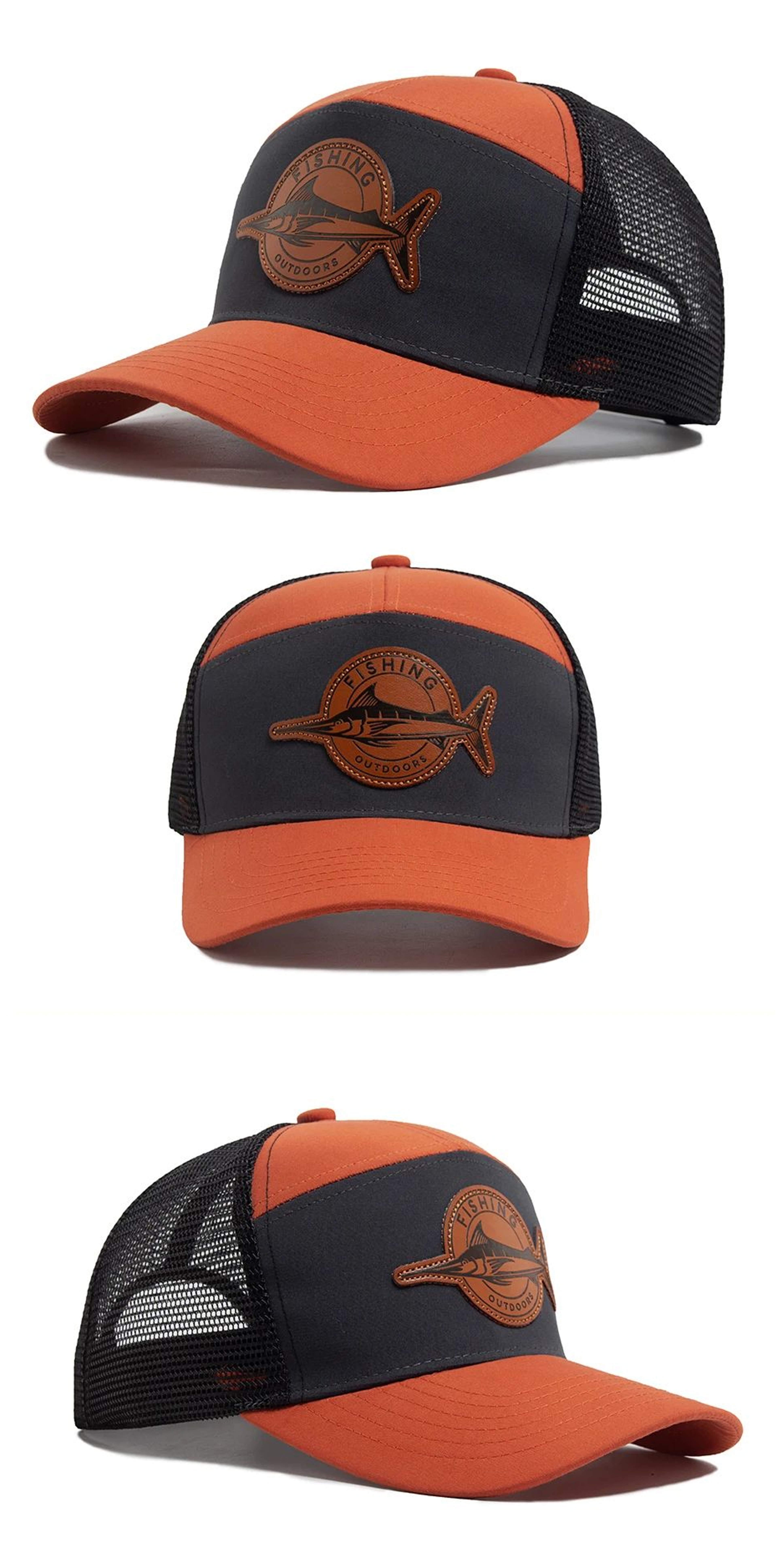 Shark Leather Label 7 Panel Mesh Trucker Cap 11