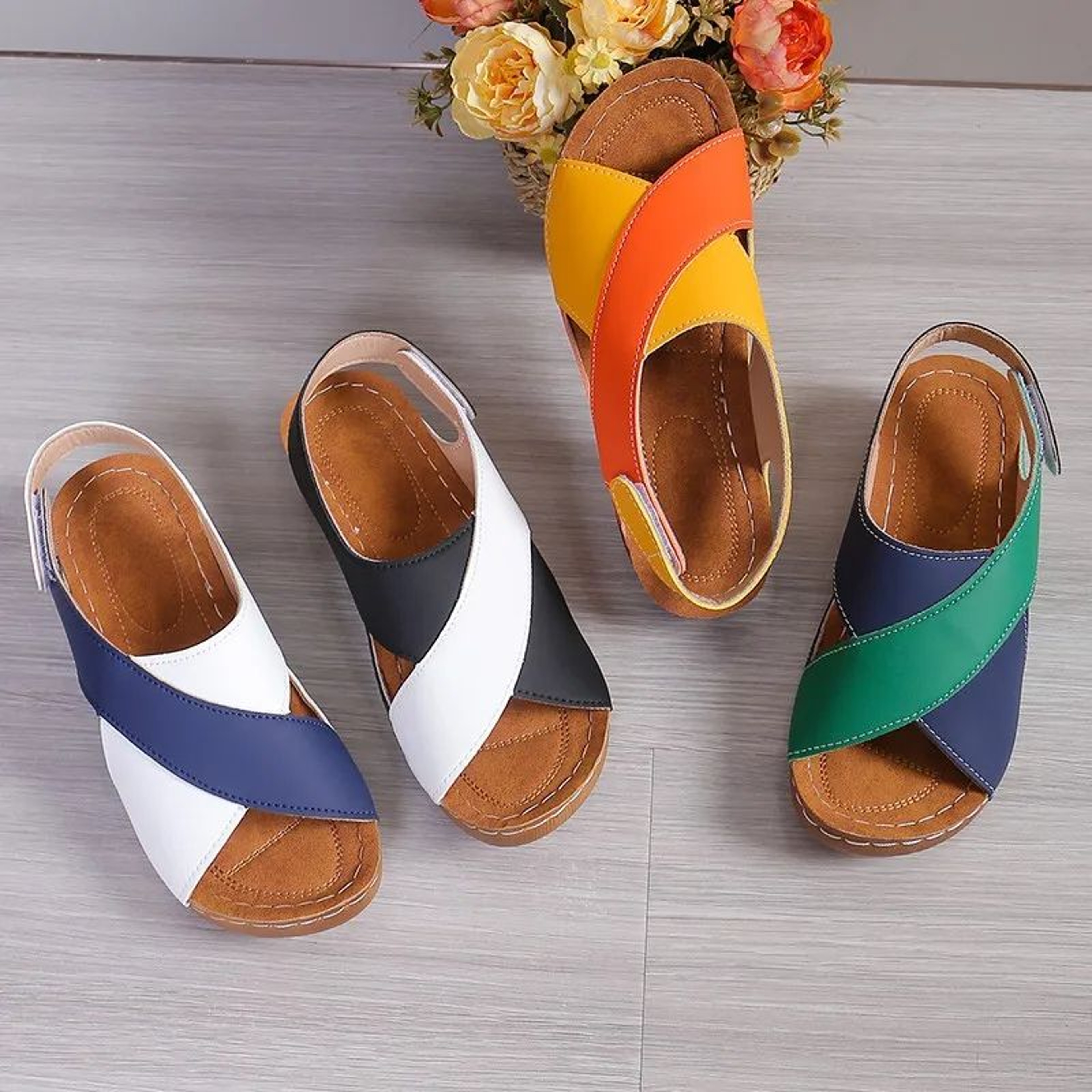 Womens Patchwork Wedge Sandals Comfortable Platform Summer Shoes 3