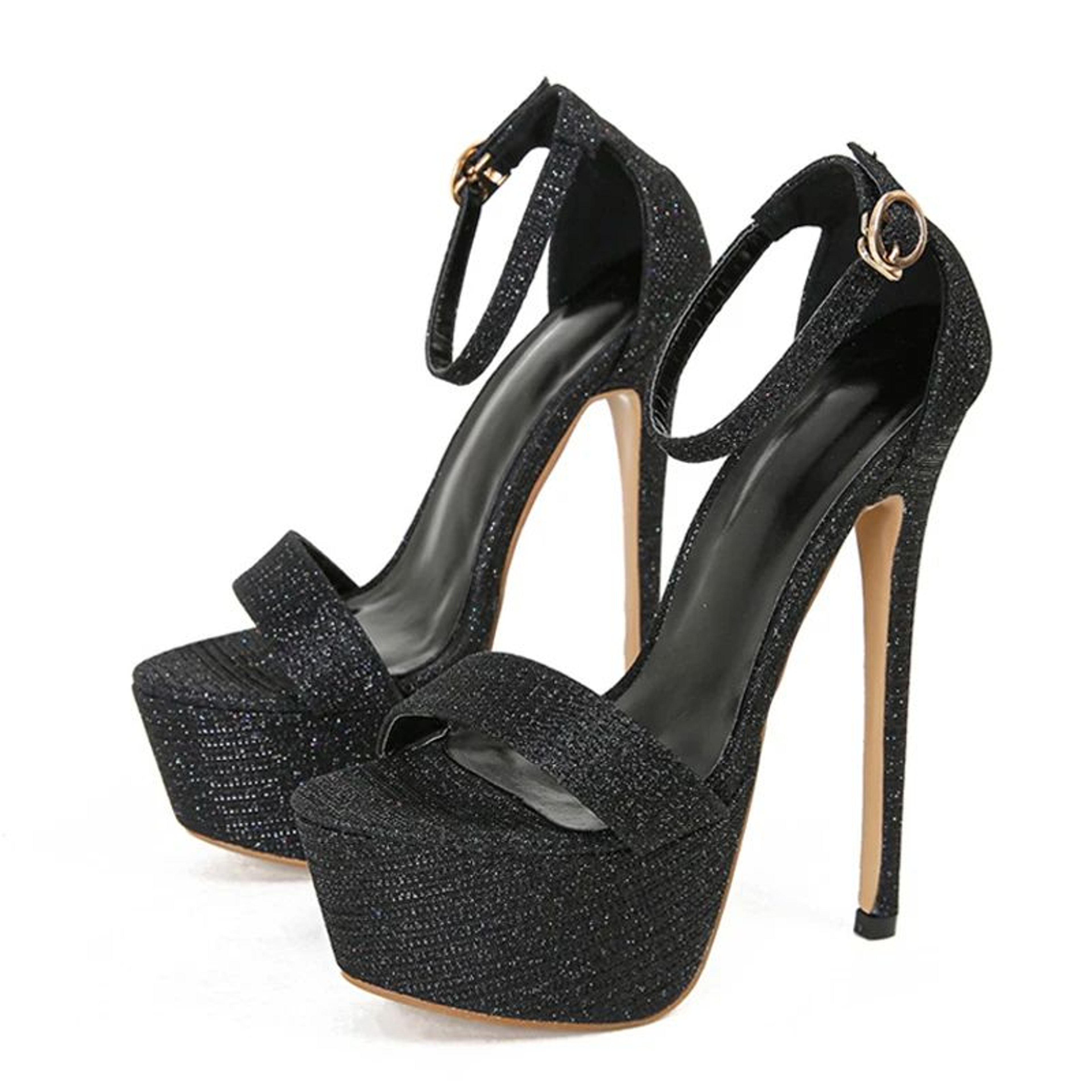Womens Sequined Platform High Heel Party Sandals 2