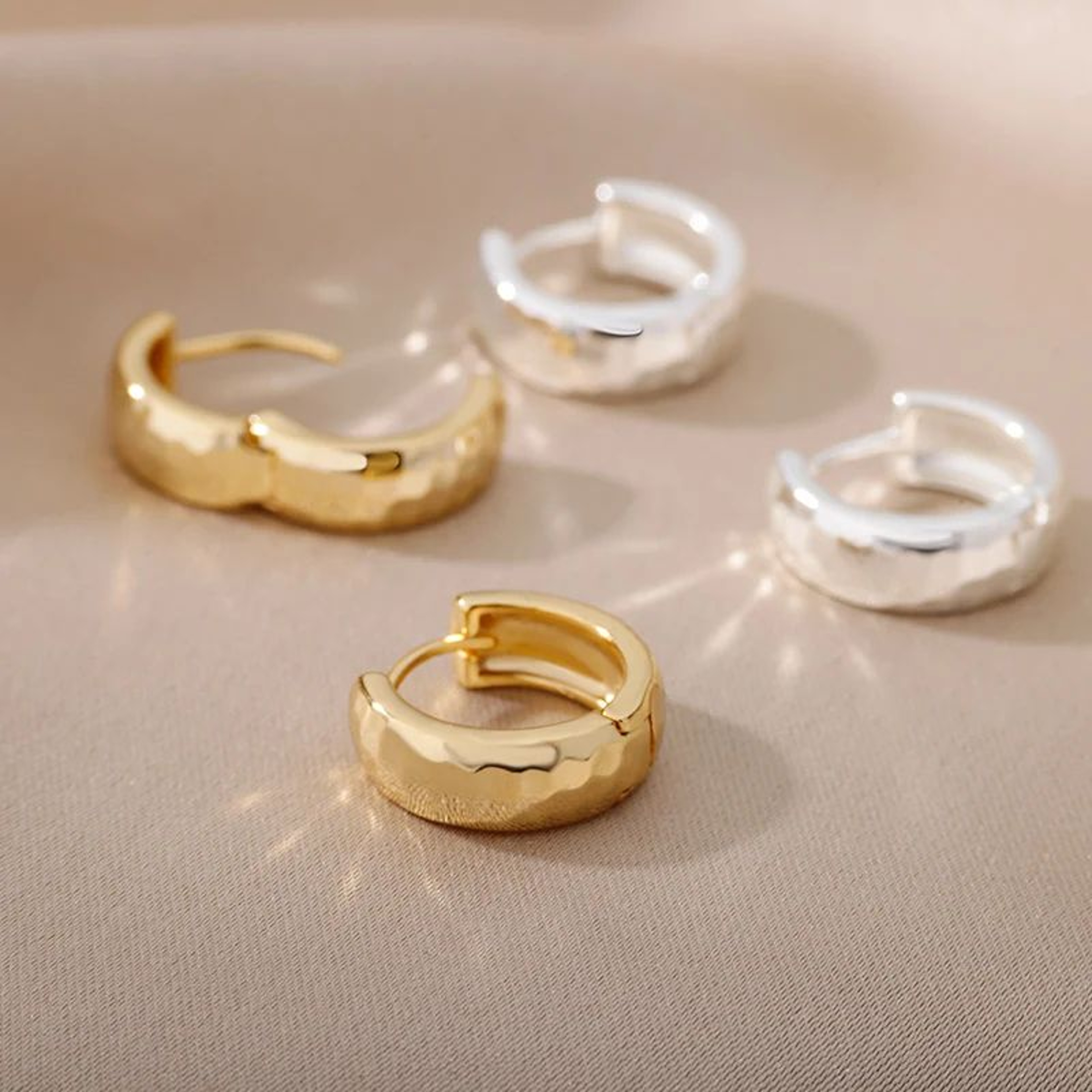Gold Color Small Hoop Earrings Stainless Steel Womens Jewelry 2