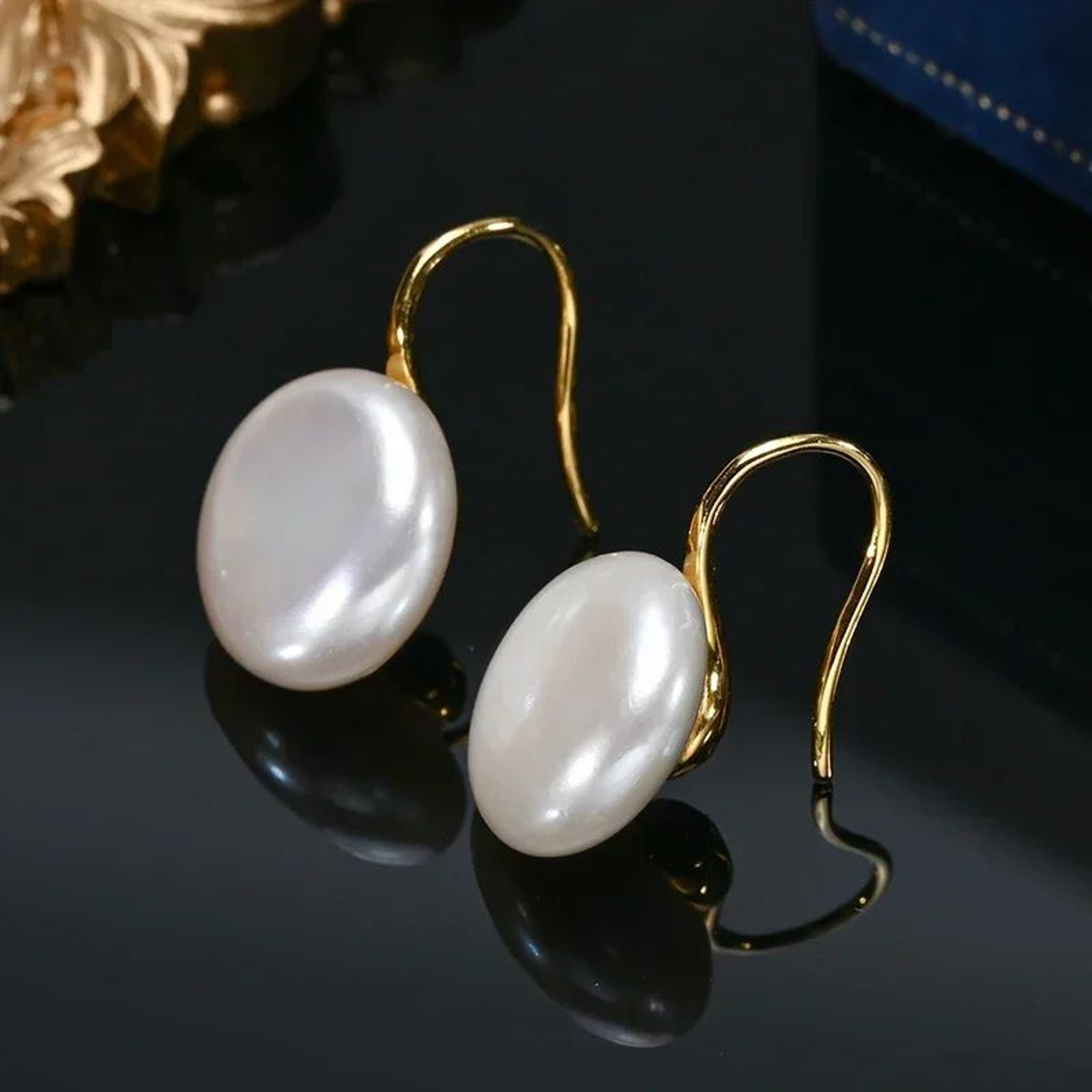 Natural Freshwater Baroque Pearl Earrings 925 Silver Hooks 1