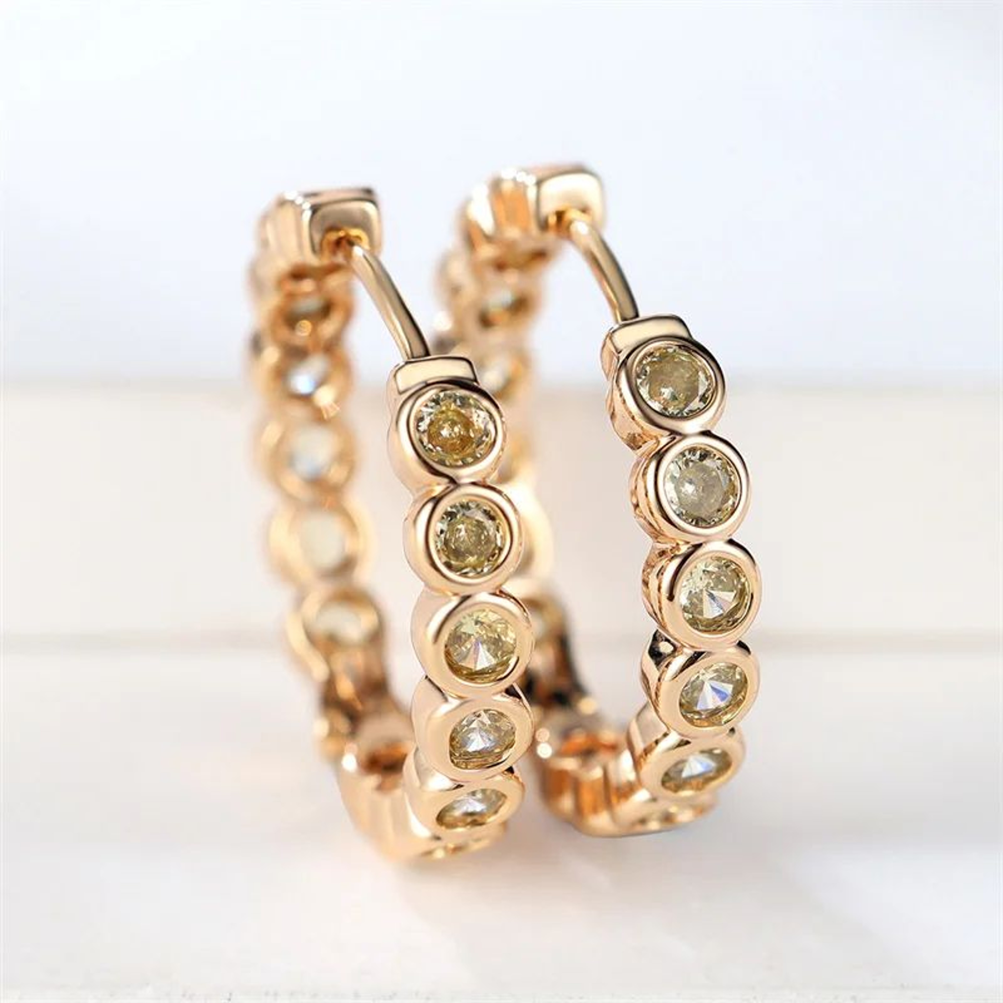 Black Round Hoop Earrings With Zircon Gold Color 1