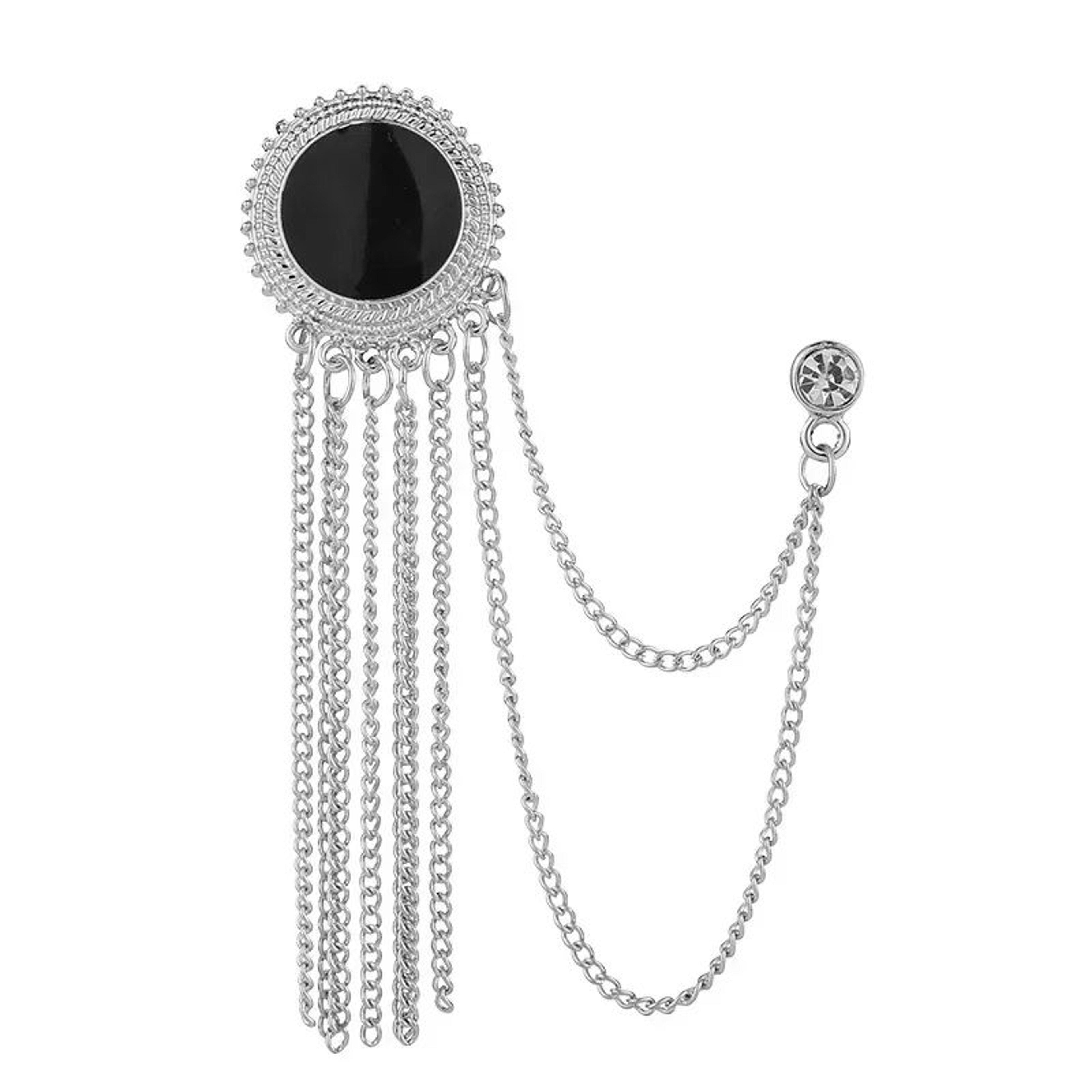 Luxury Rhinestone Tassel Brooch Pin For Men 4