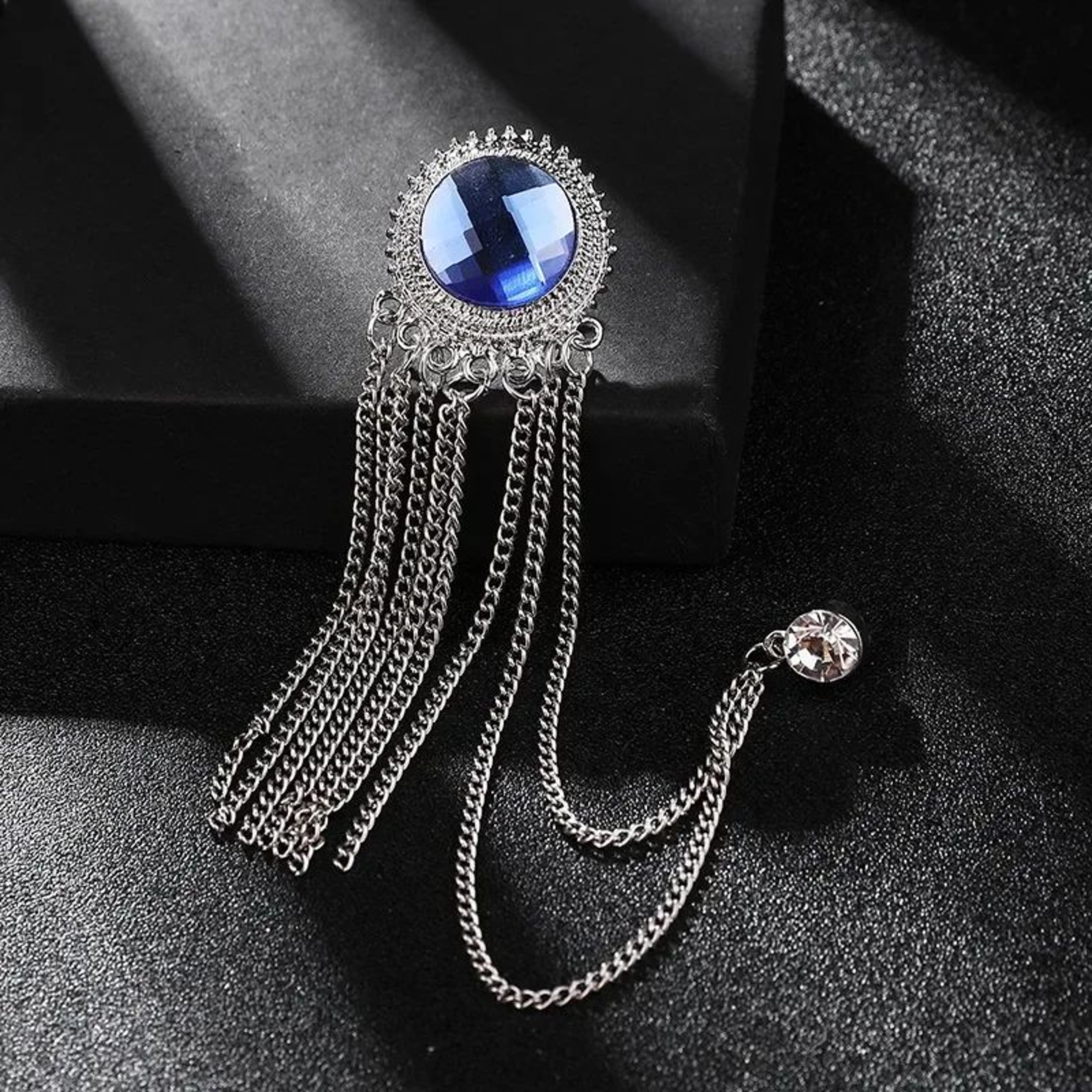 Luxury Rhinestone Tassel Brooch Pin For Men 11