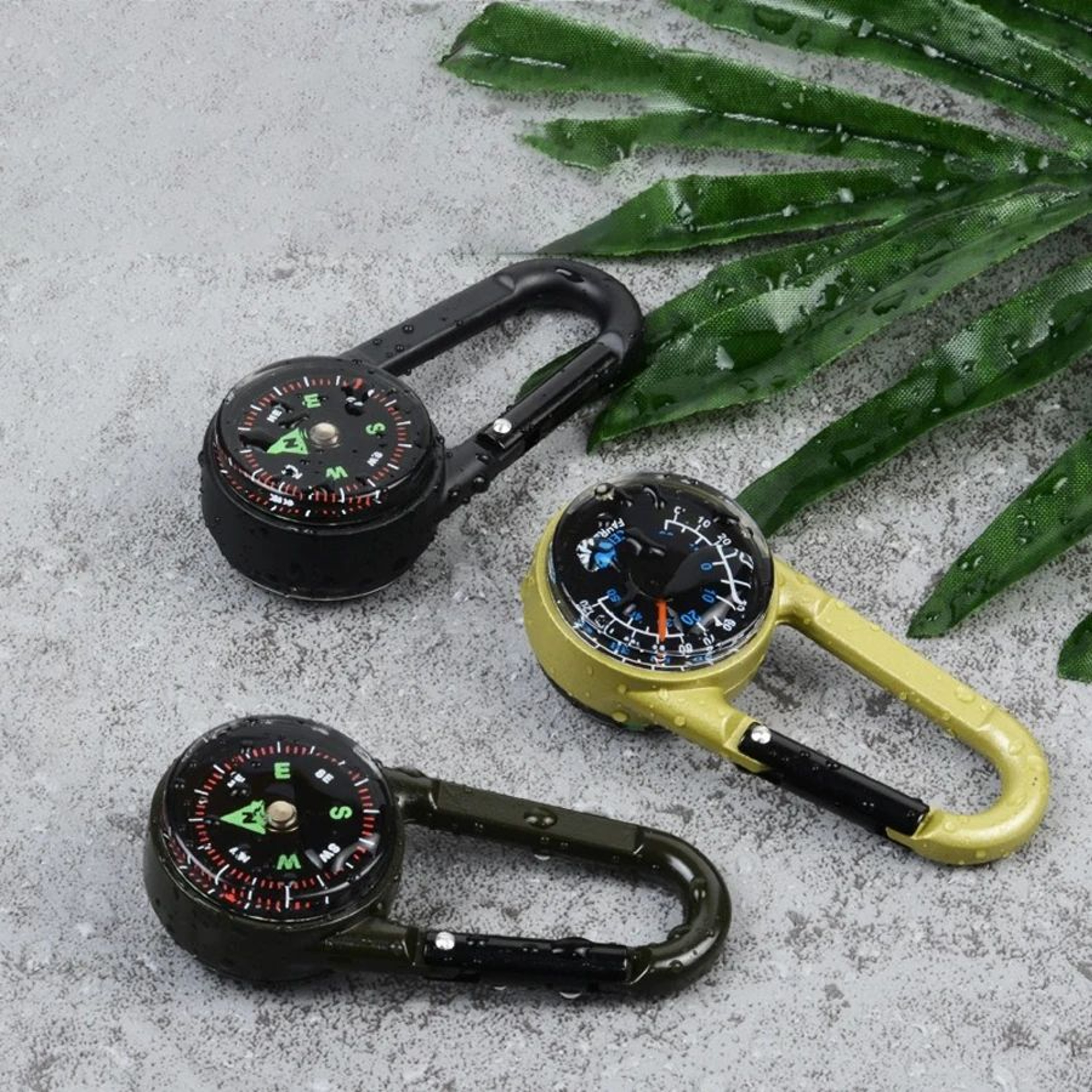 3 In 1 Mini Compass Thermometer Carabiner Keychain 10