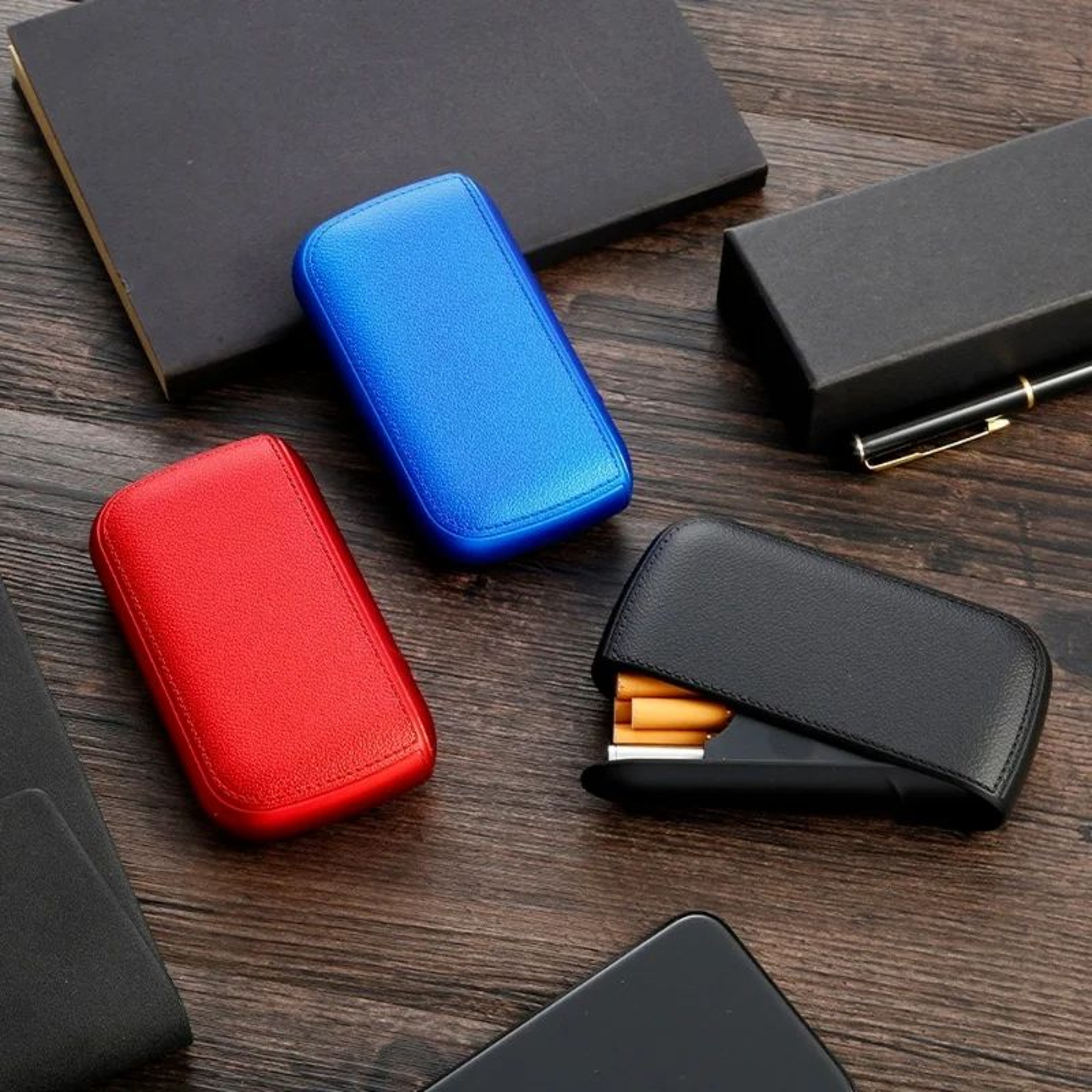 Leather Cigarette Case With USB Rechargeable Lighter 4
