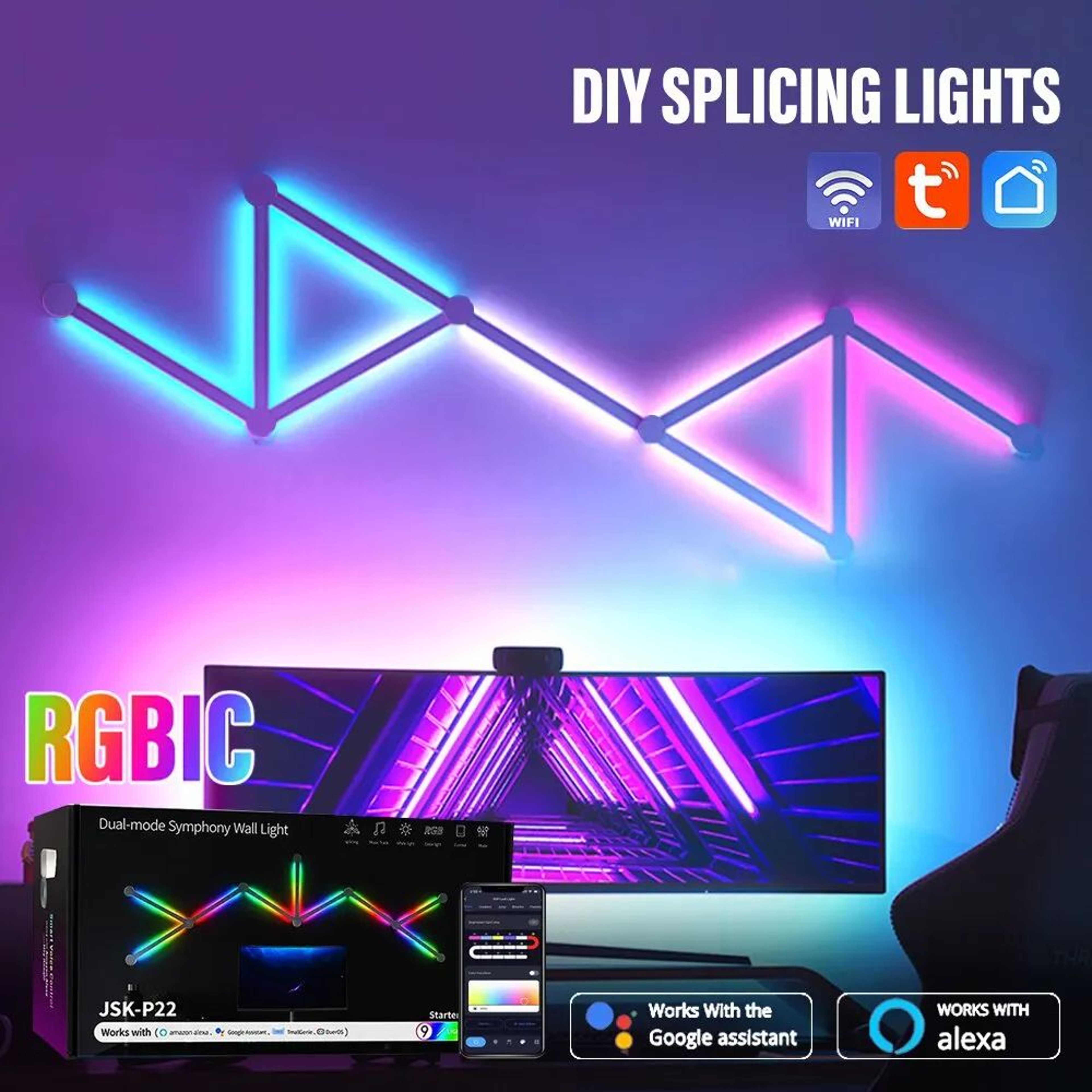 RGB Smart Wall Light Panels With Bluetooth Sound Control 0