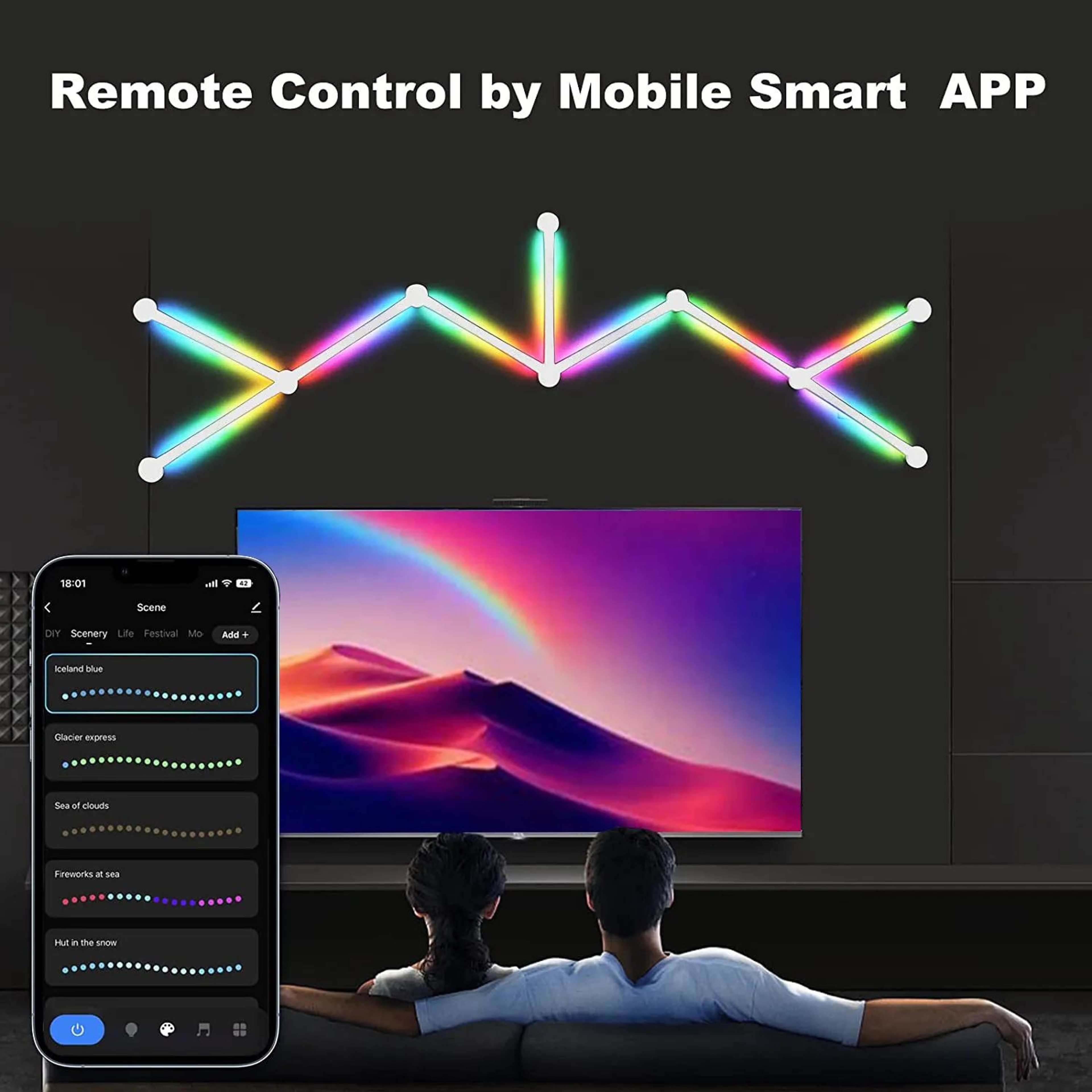 RGB Smart Wall Light Panels With Bluetooth Sound Control 7