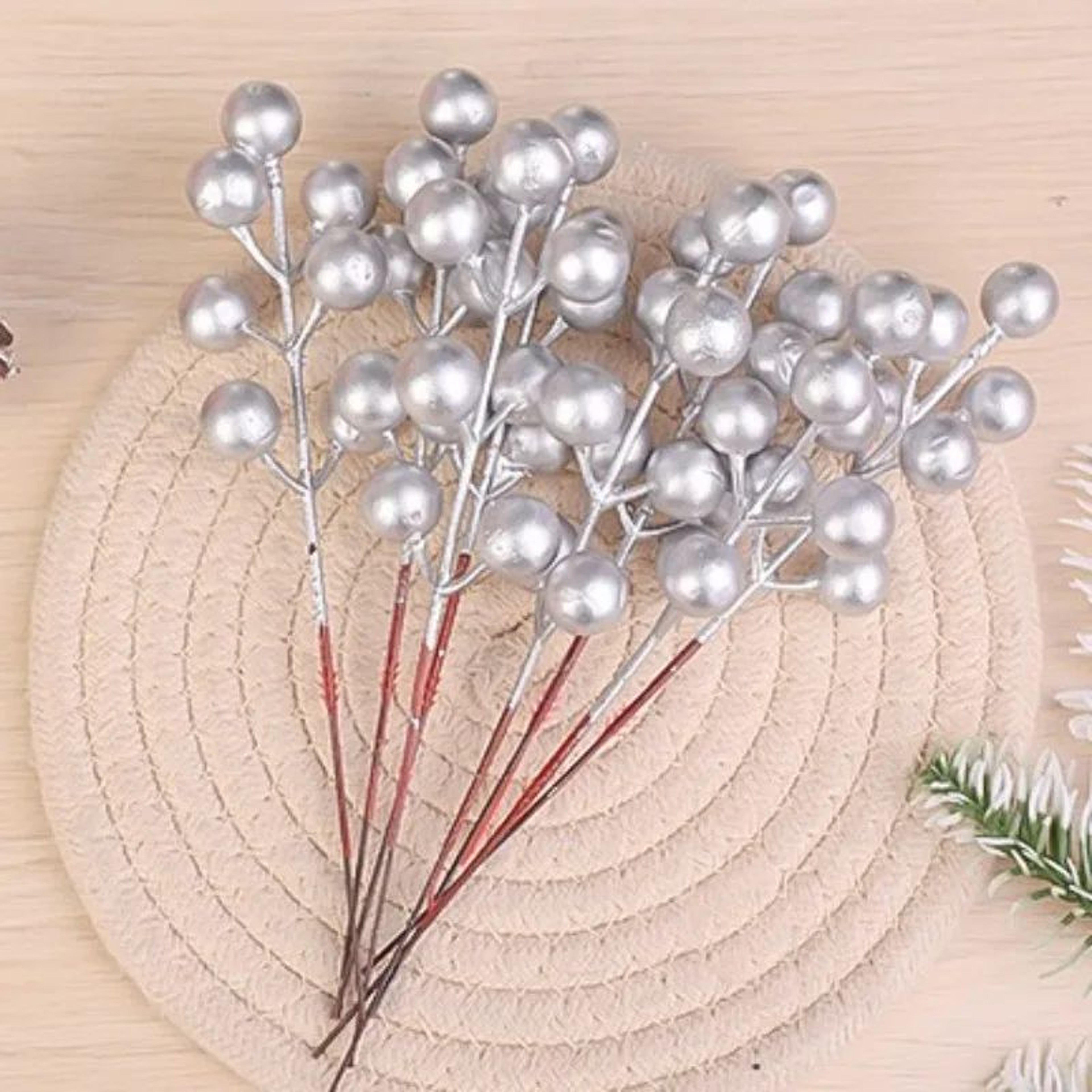 Artificial Red Holly Berry Stems For Christmas Tree And Wreath Decor 16