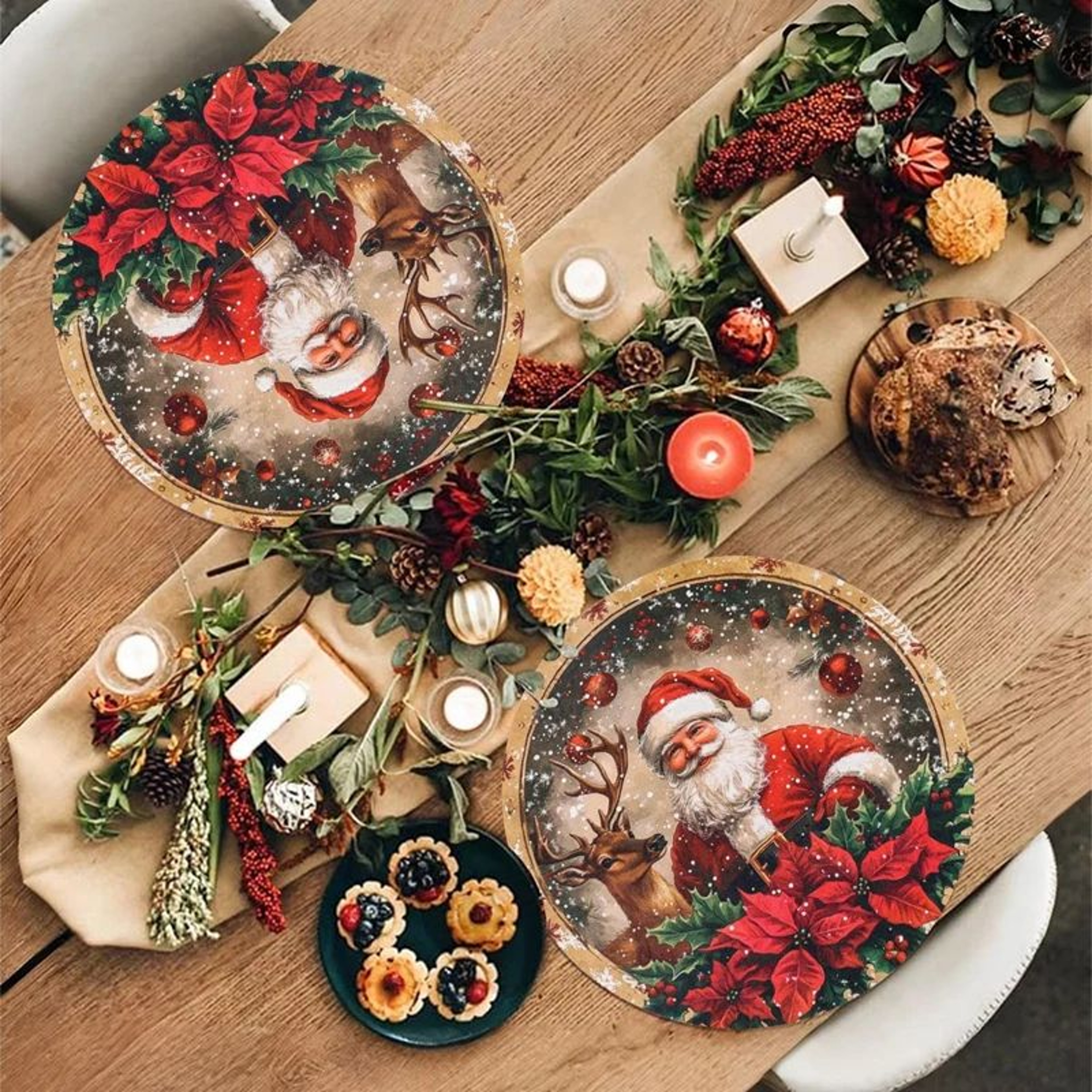 Christmas Santa Snowman Linen Placemat Table Mat 10