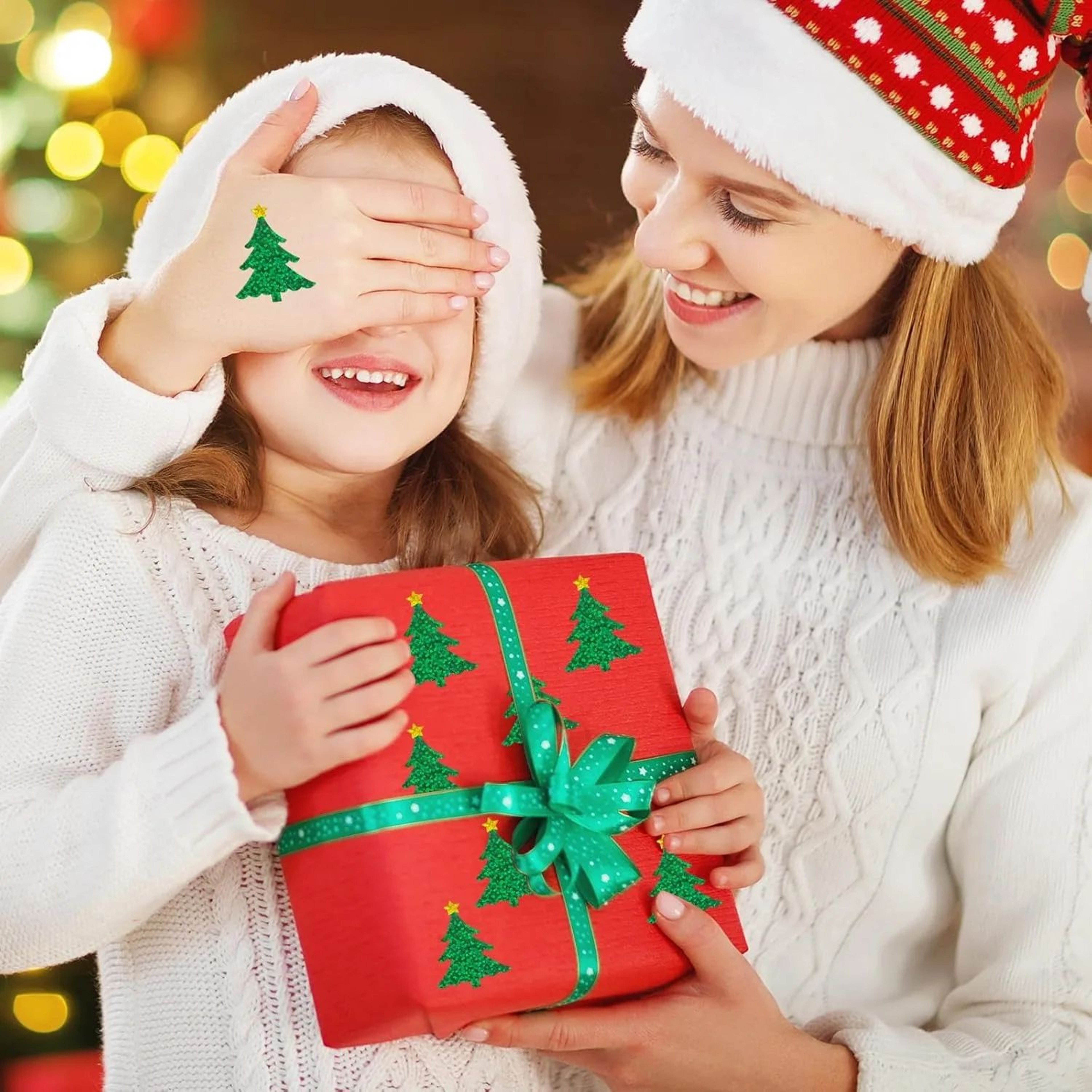 Christmas Tree Laser Waterproof Sticker Labels Roll 6