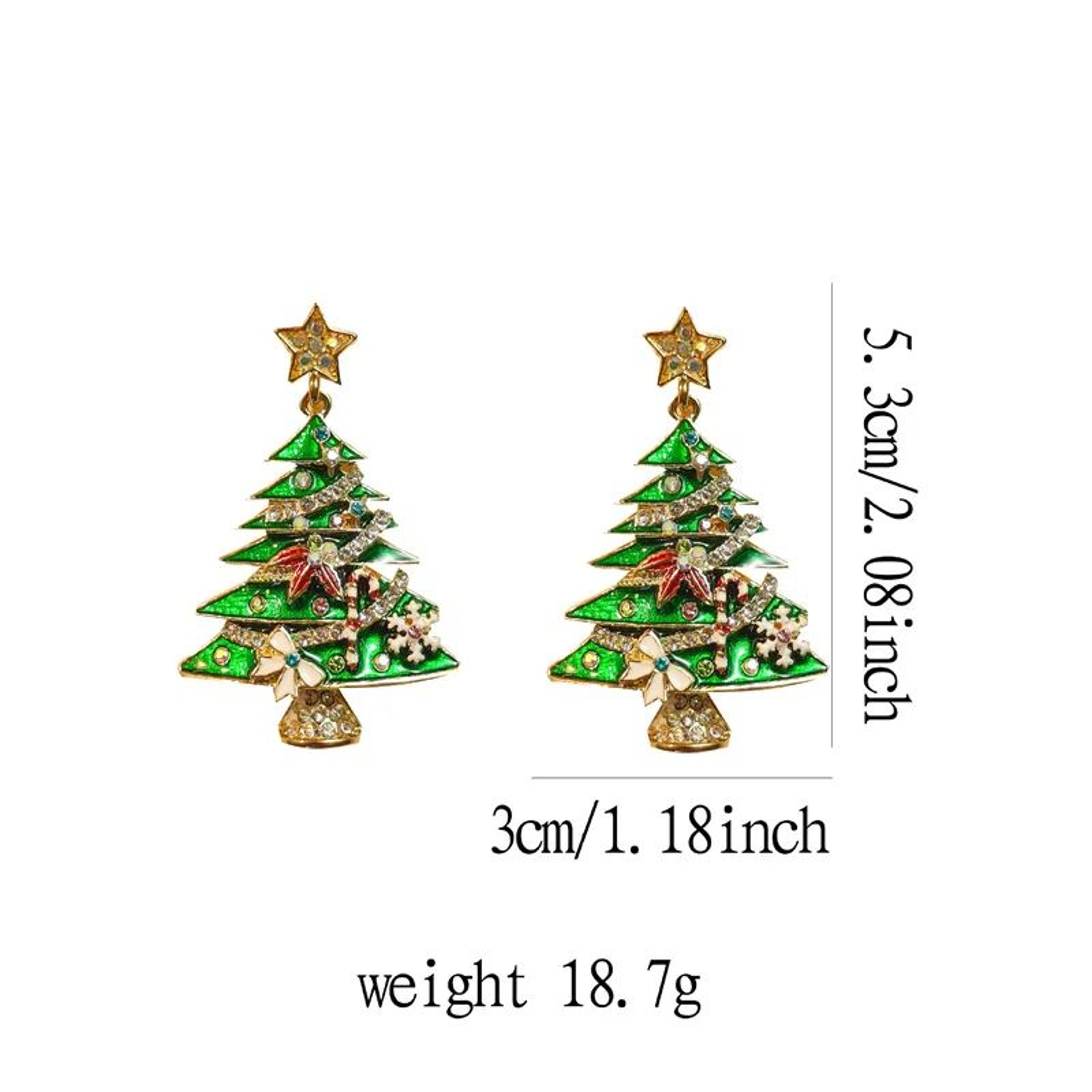Green Christmas Tree Zircon Star Earrings For Women 5
