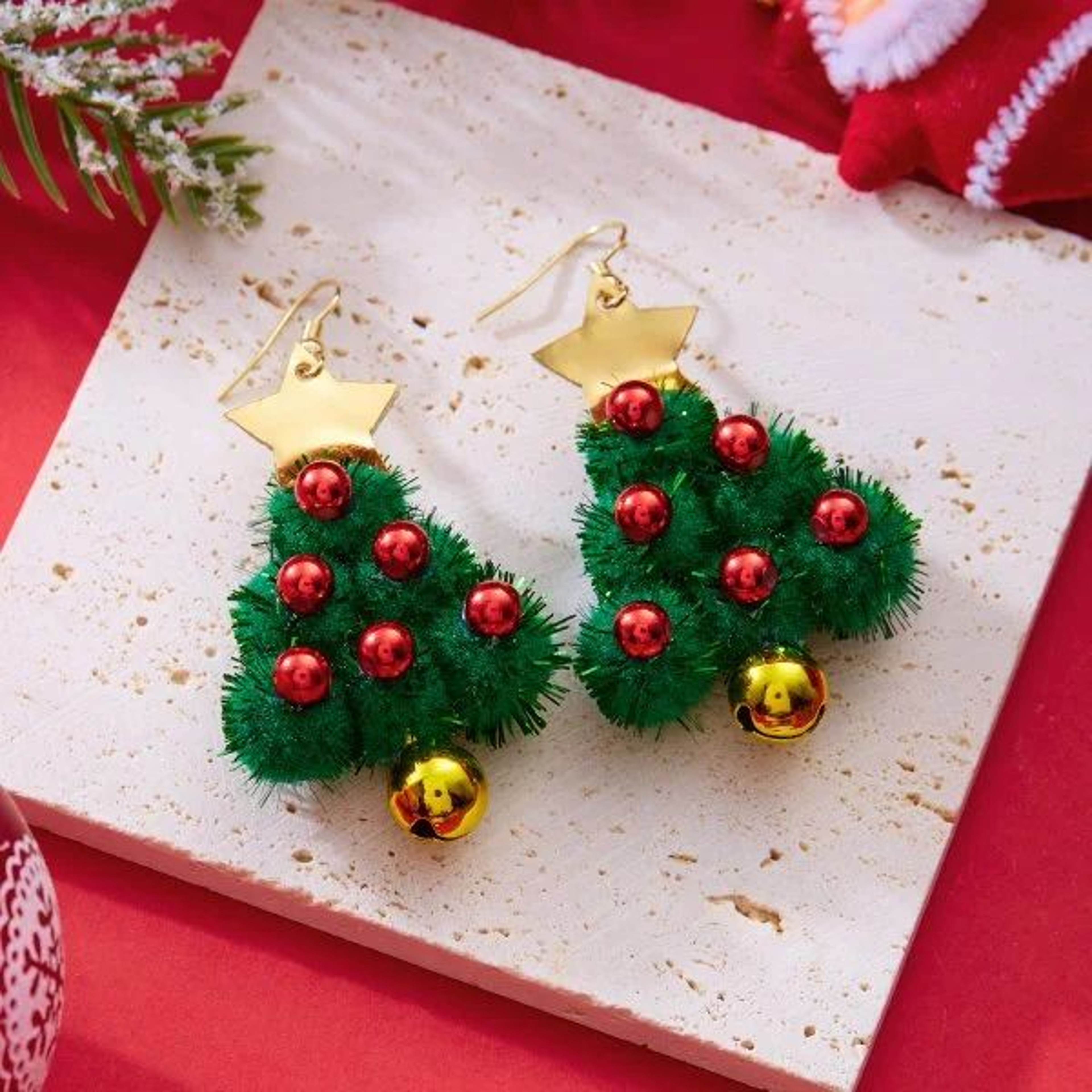 Green Christmas Tree Zircon Star Earrings For Women 13