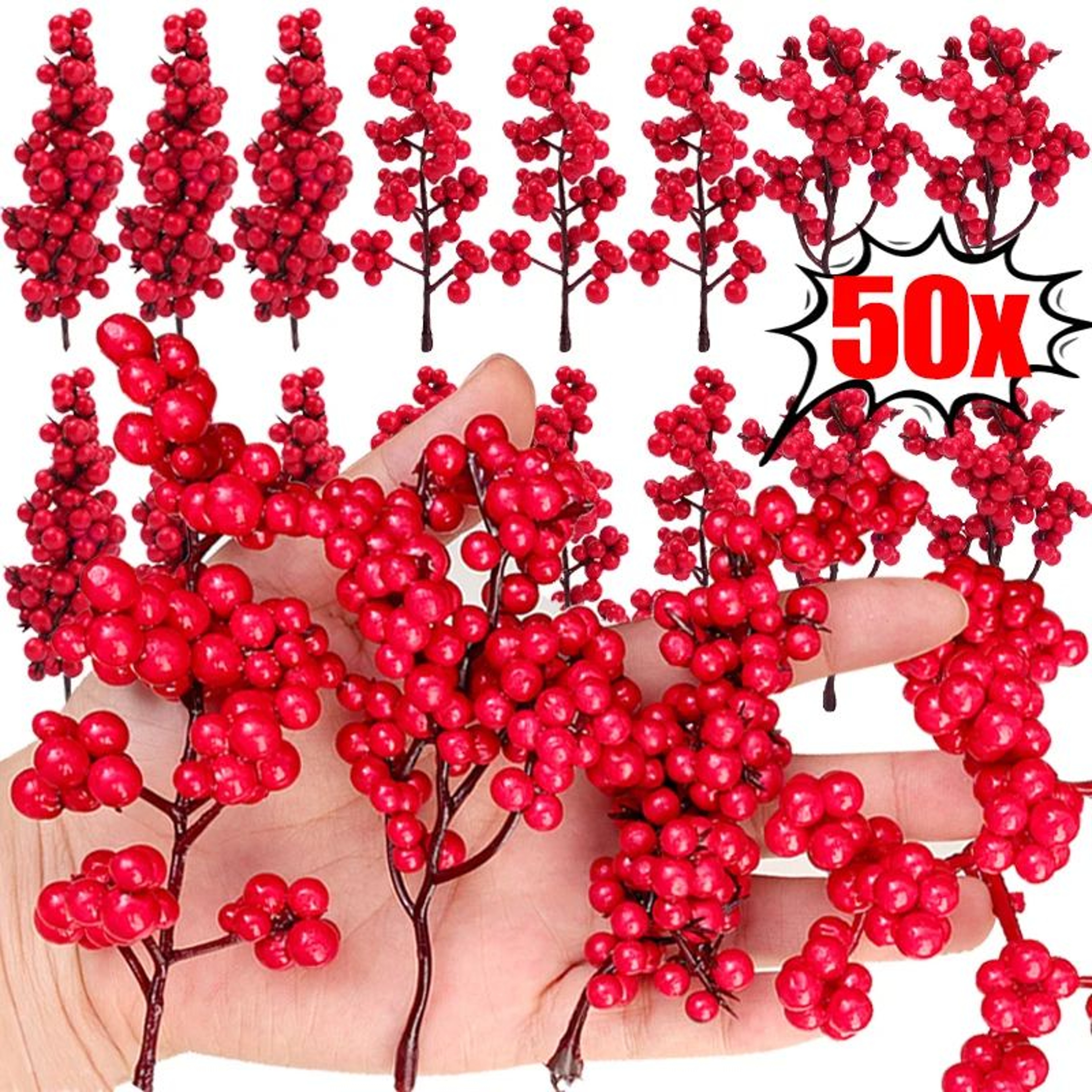 Artificial Red Berry Branch Picks For Christmas Decor 0