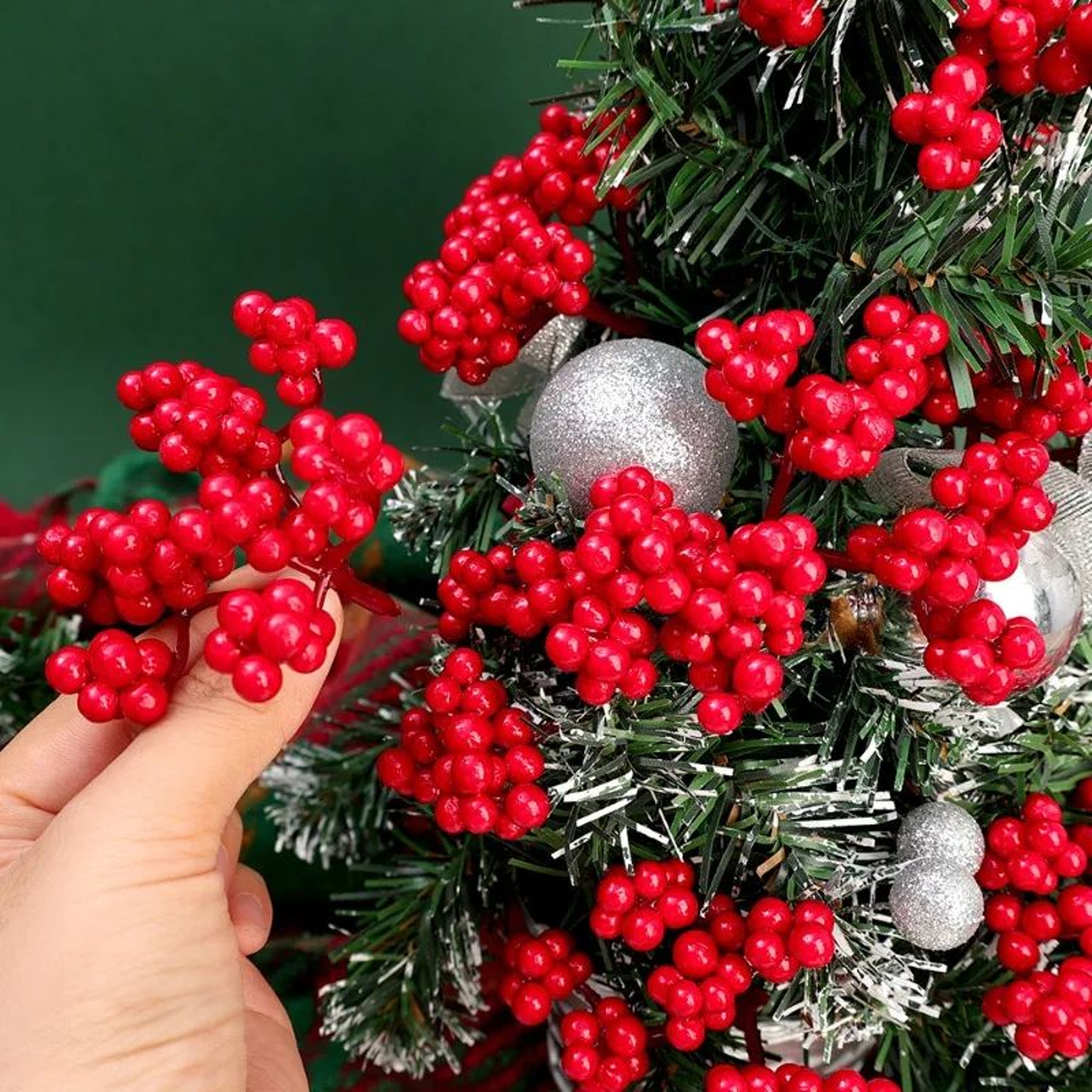Artificial Red Berry Branch Picks For Christmas Decor 3