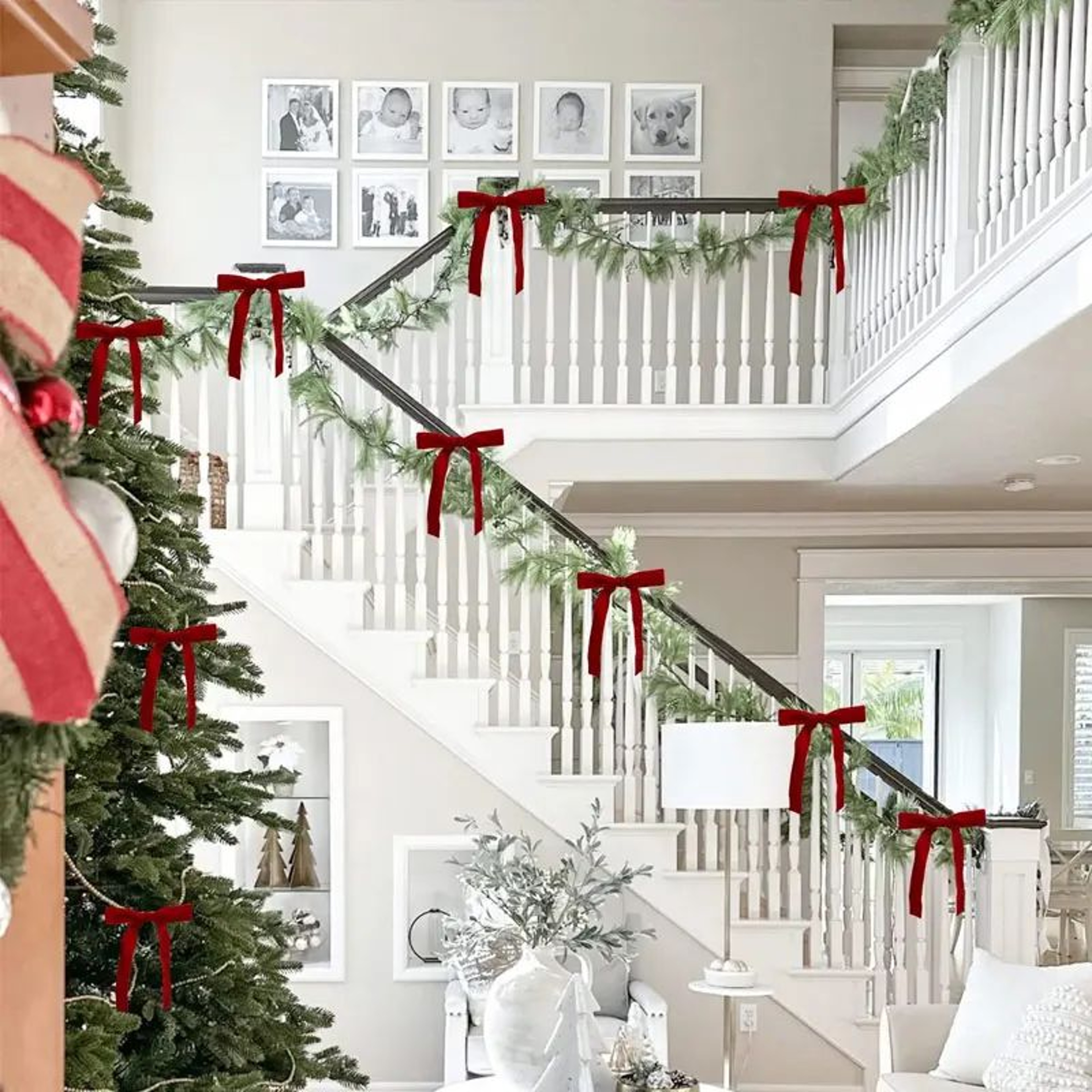 Velvet Ribbon Christmas Tree Bow Decorations Set 5
