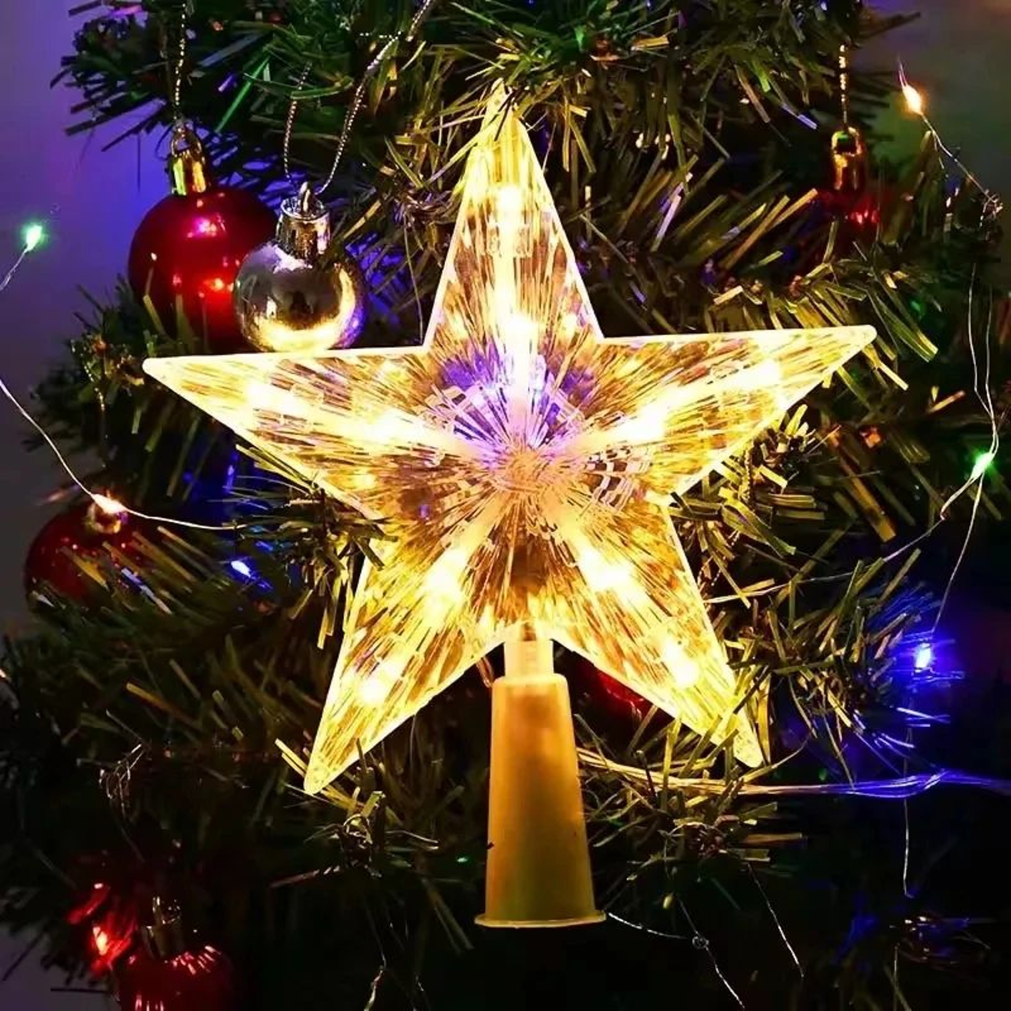 Glowing Glitter Star Christmas Tree Topper Ornament 2