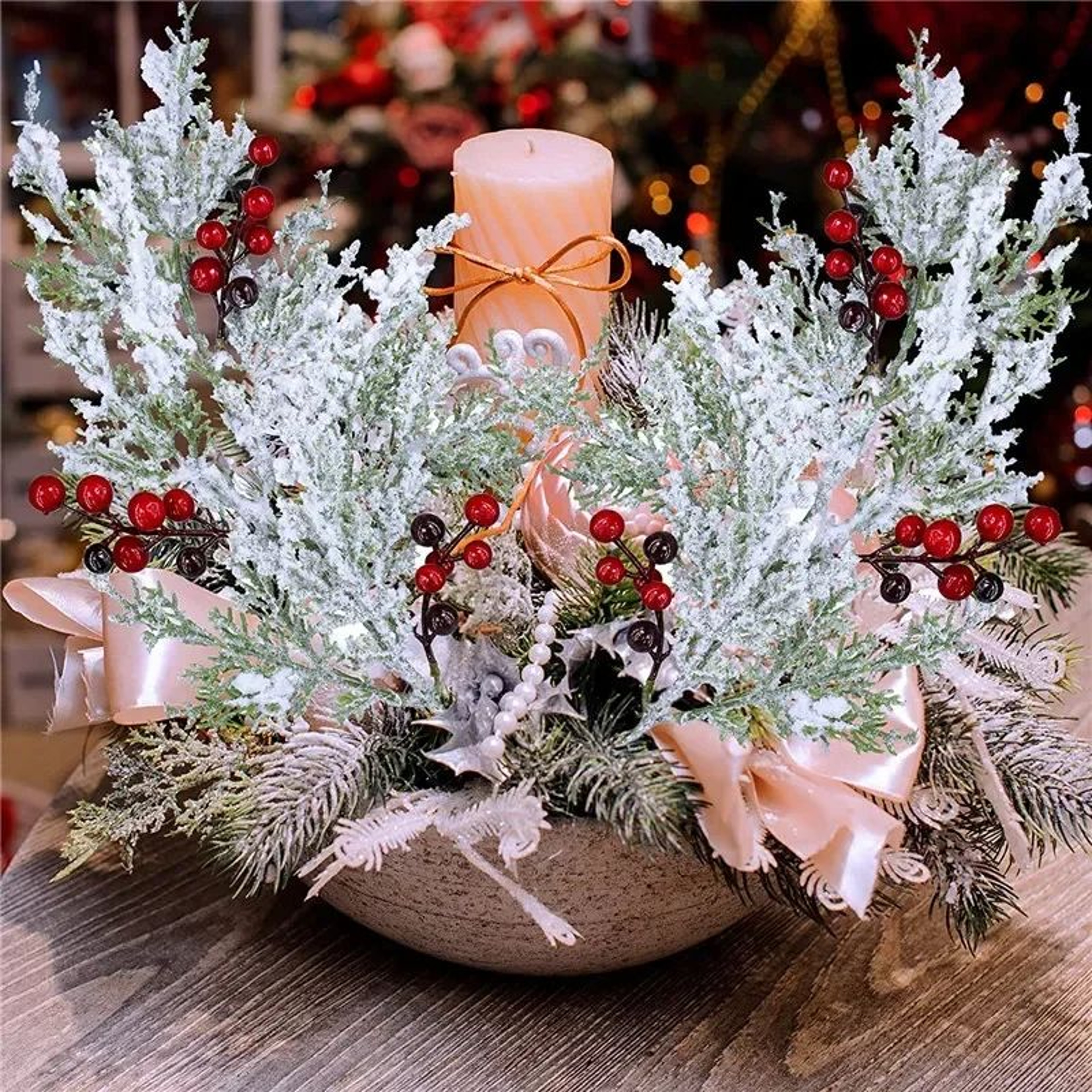 Frosted Red Berry Stems Christmas Tree Decoration 8