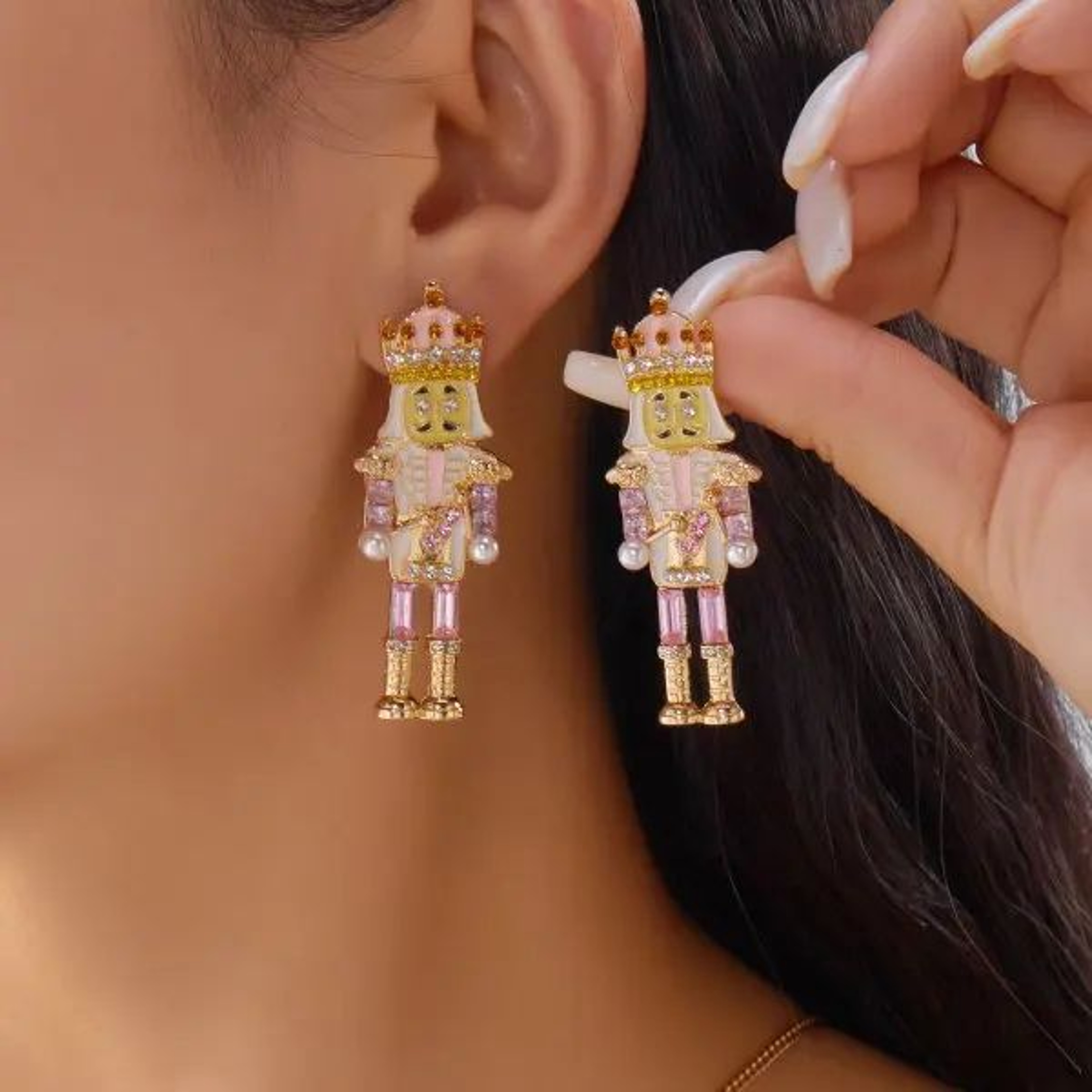 Rhinestone Christmas Light Bulb Drop Earrings 21
