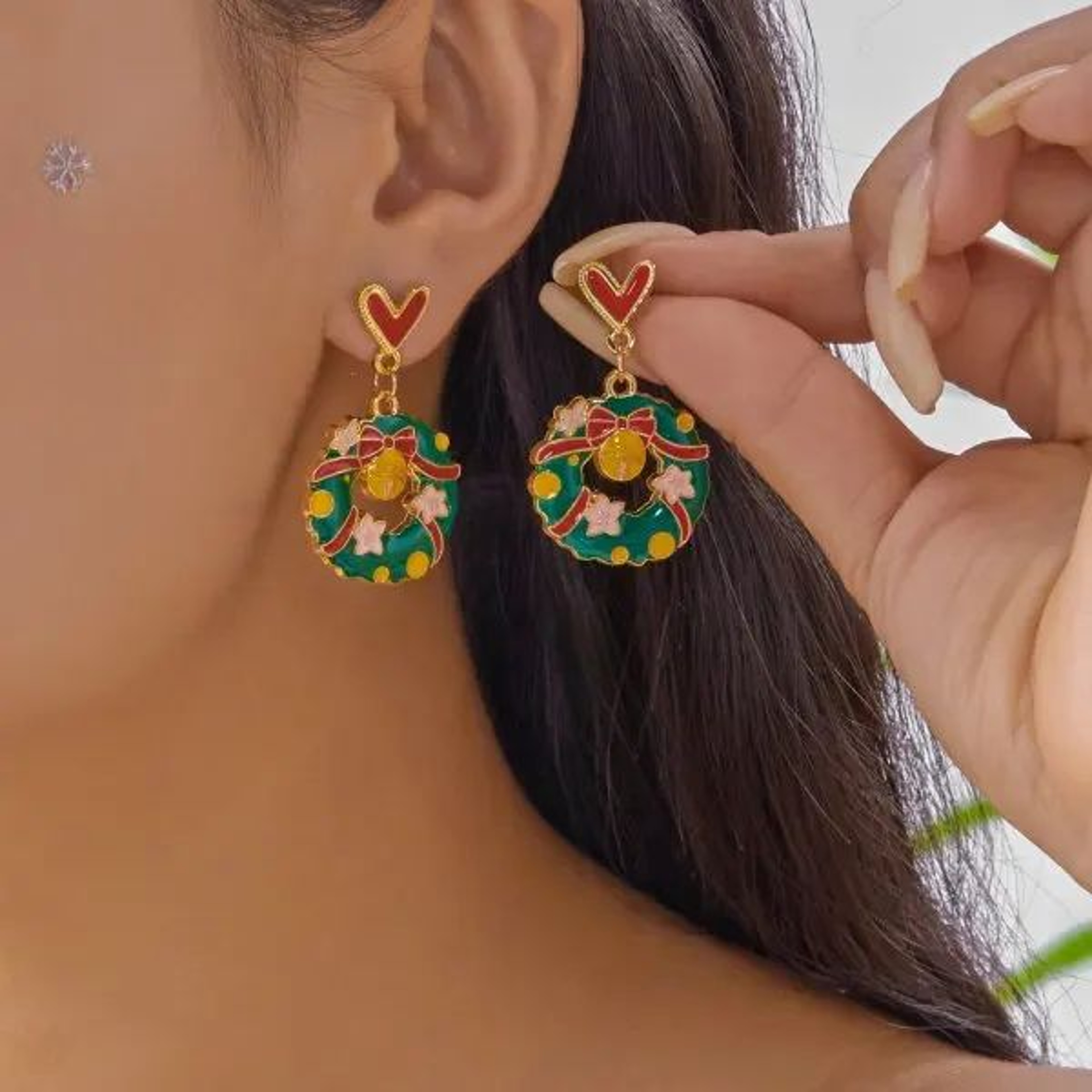 Rhinestone Christmas Light Bulb Drop Earrings 16