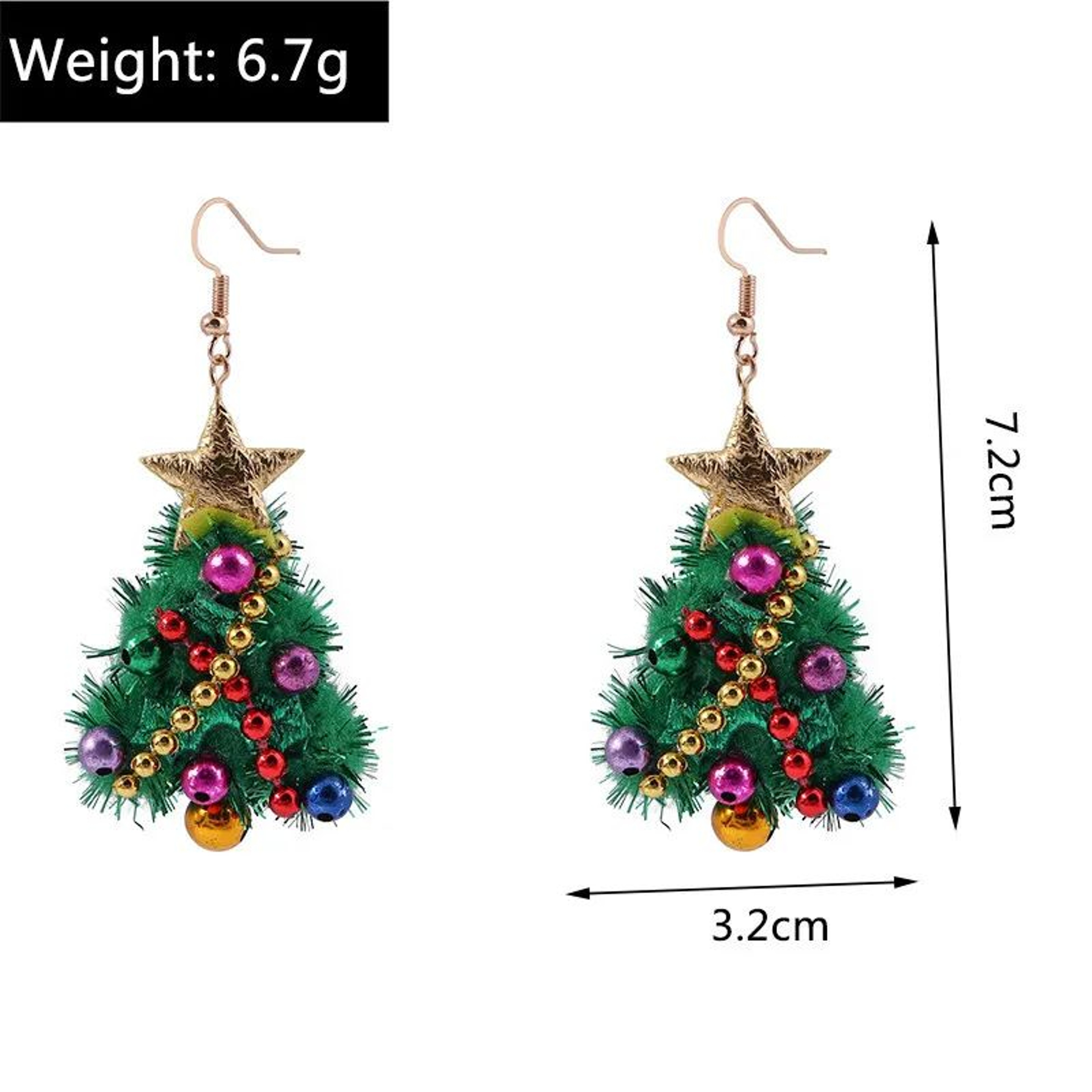 Cute Christmas Tree Star Drop Earrings 5