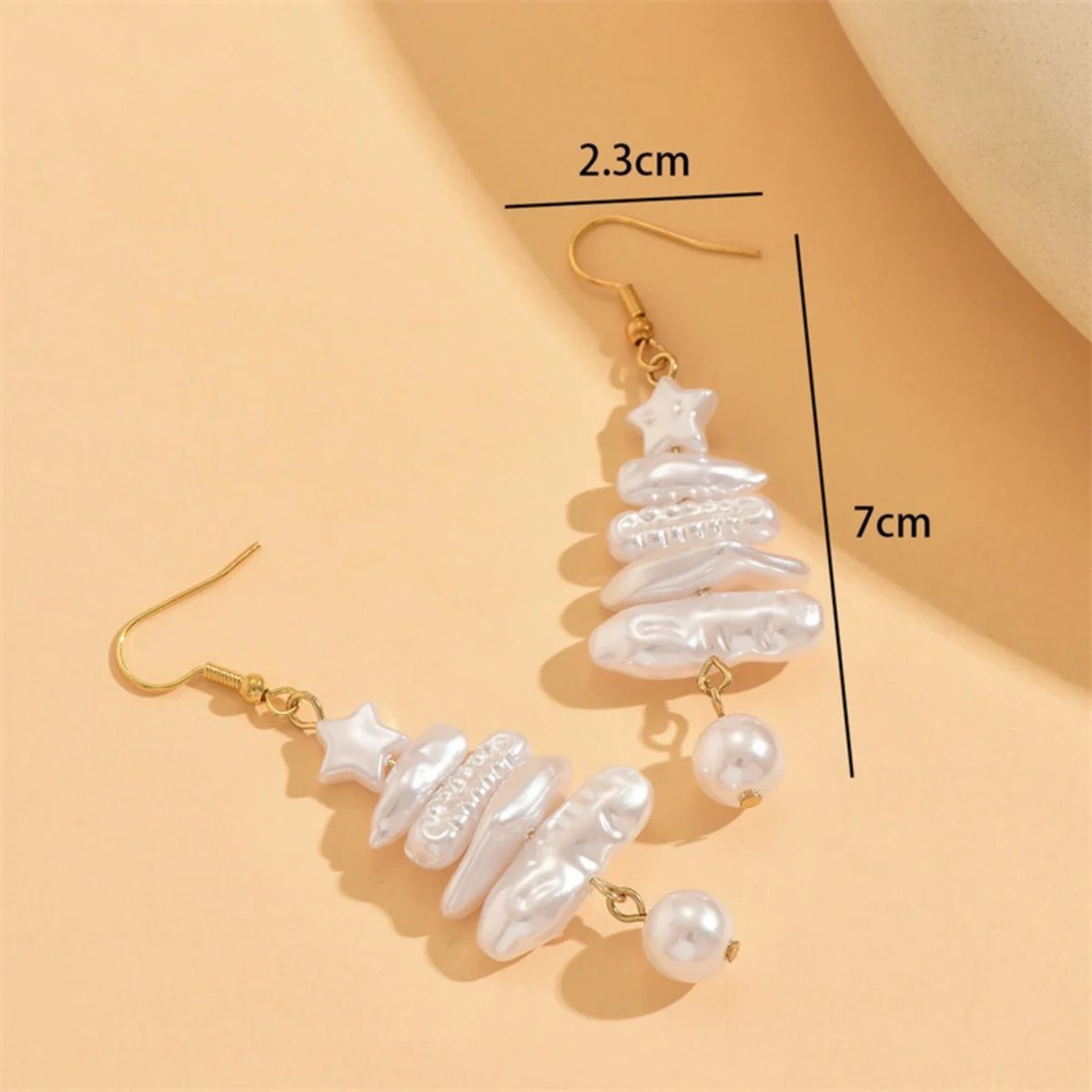 Baroque Pearl Christmas Tree Drop Earrings 1