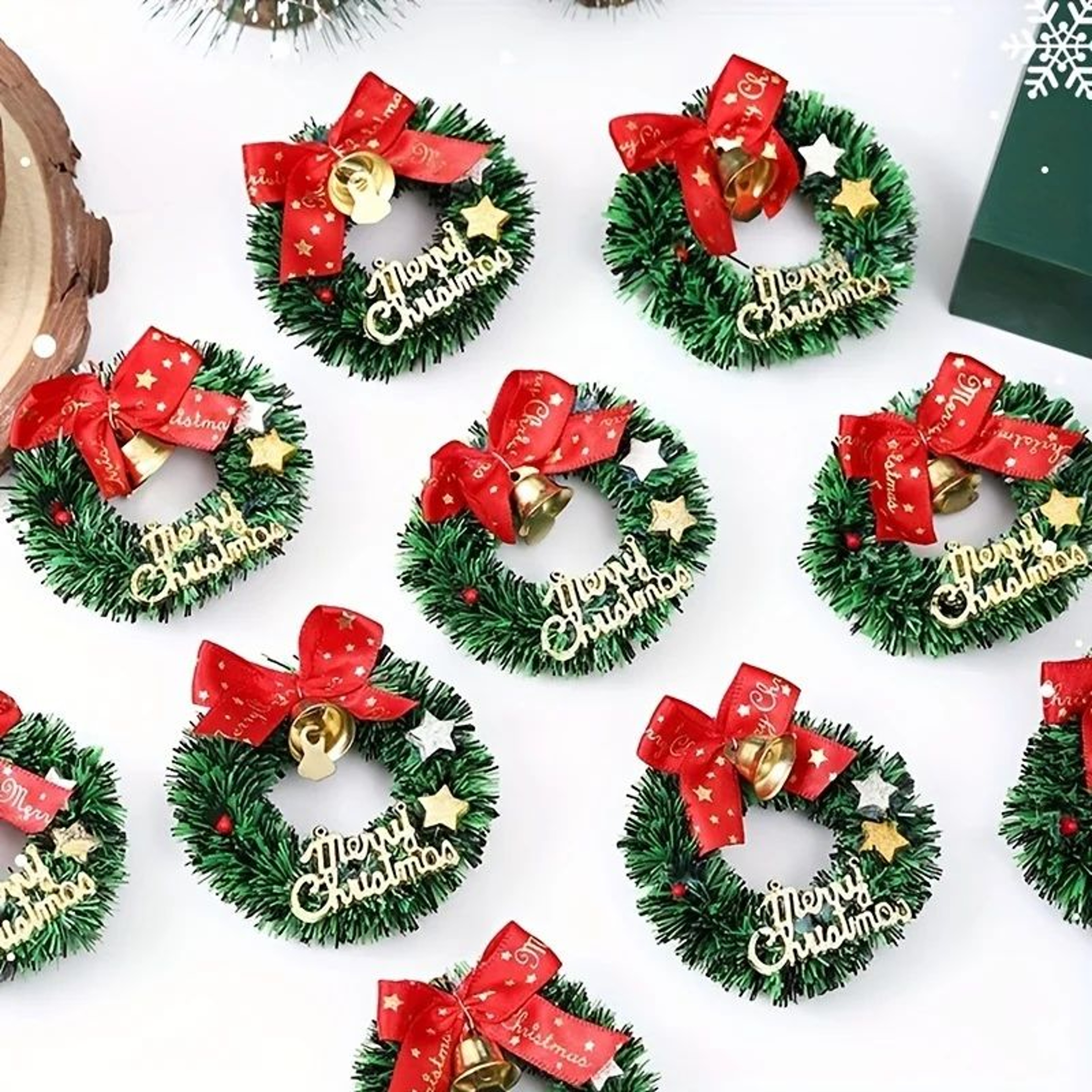 Mini Christmas Wreath Ornaments Set 10pcs 0