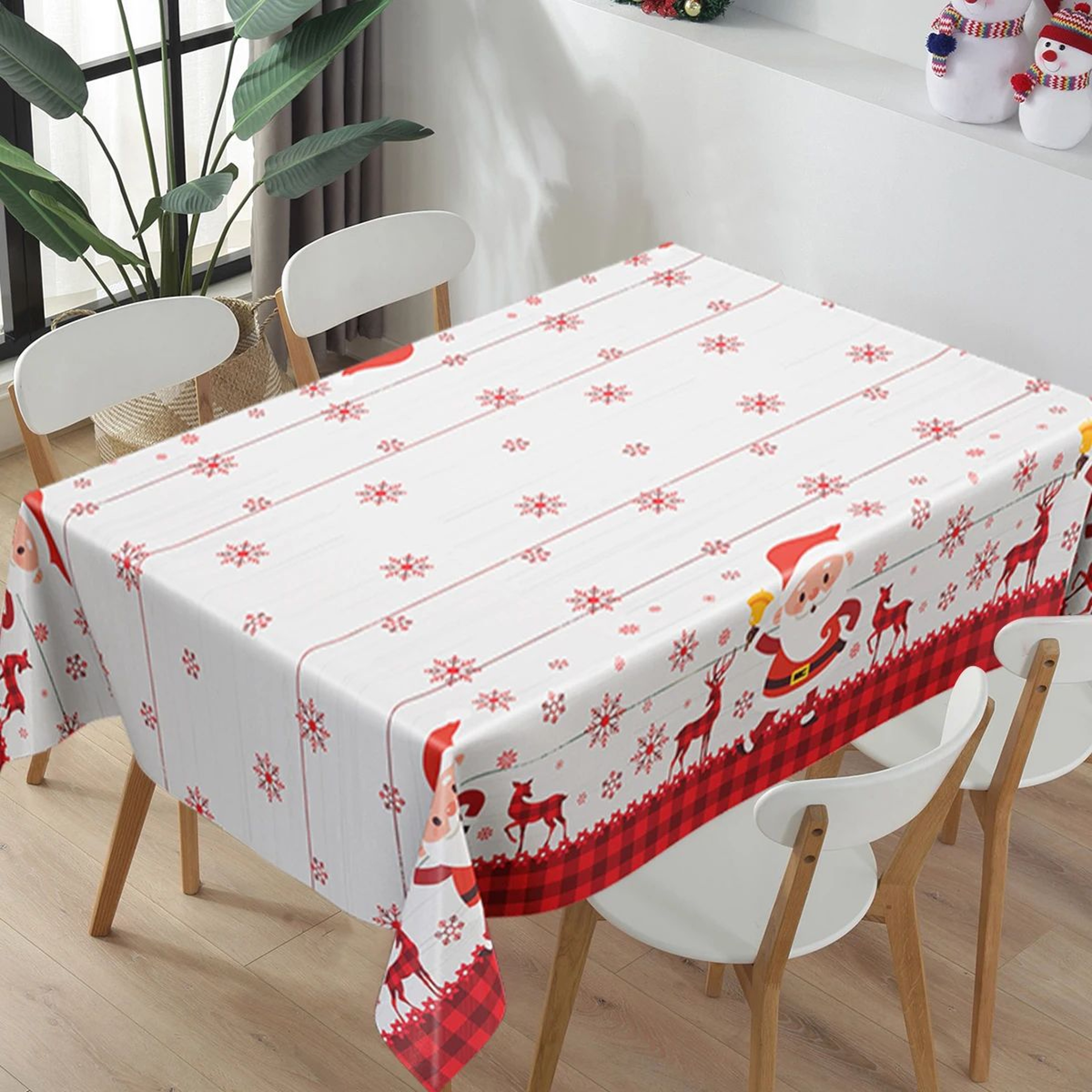 Santa Claus Reindeer Christmas Tablecloth 5