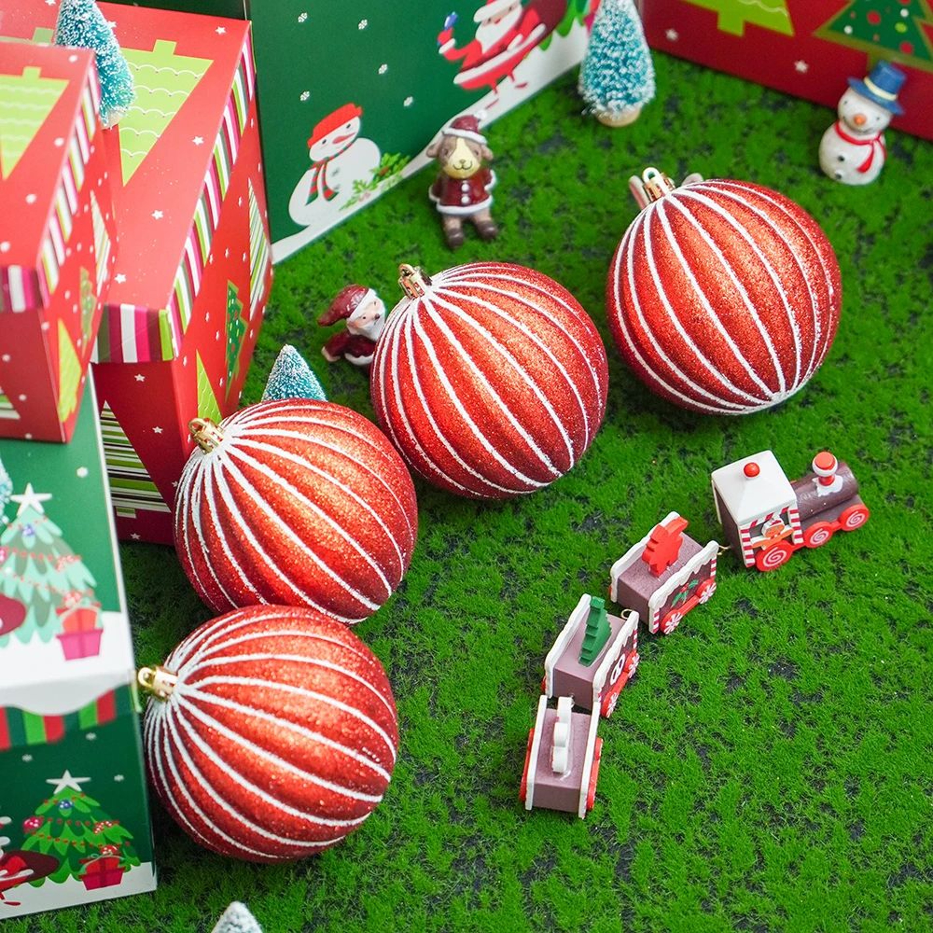 Large Christmas Ball Tree Ornaments Set 4pcs 3