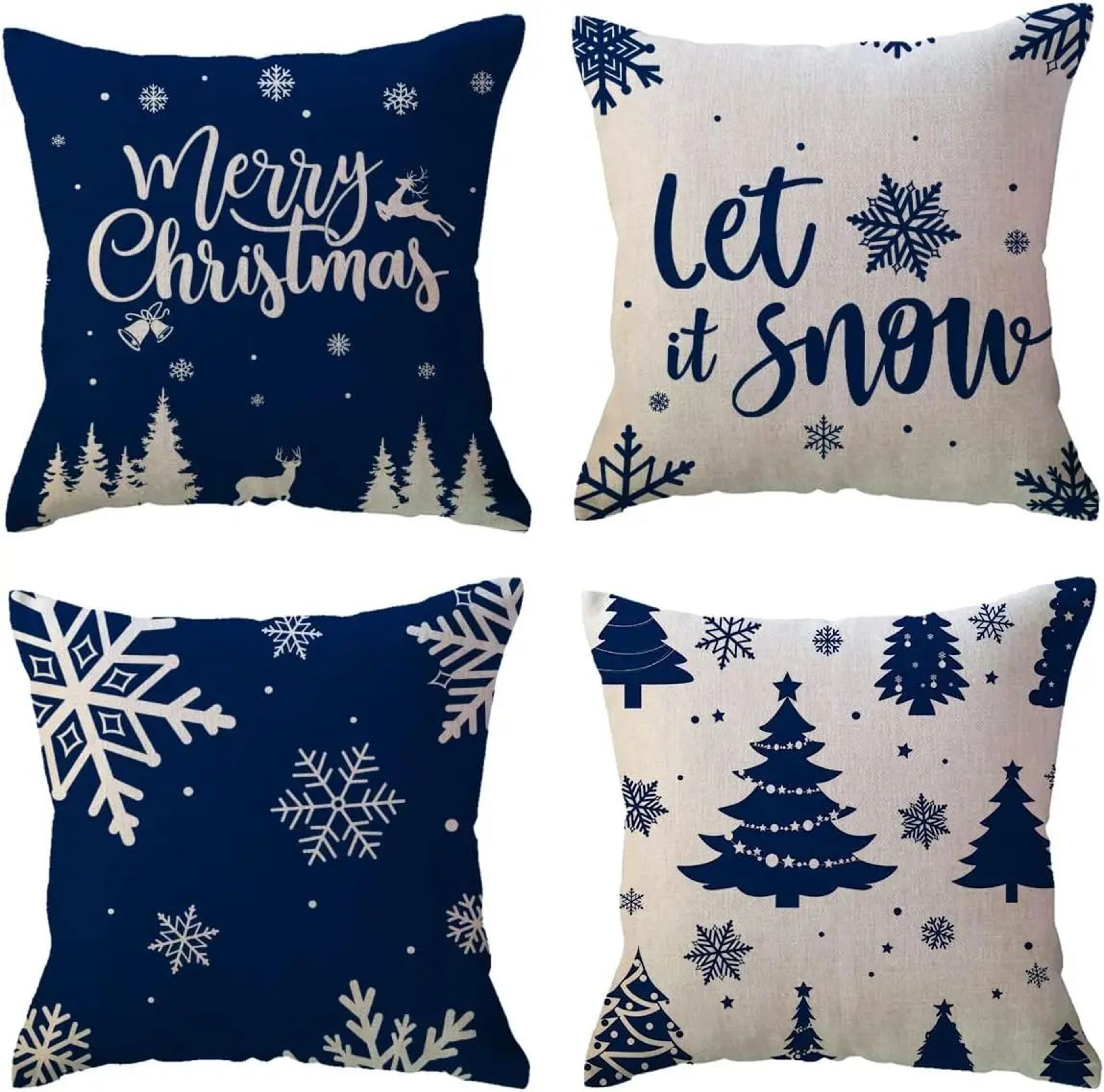 Blue Snowflake Christmas Pillow Cover 0