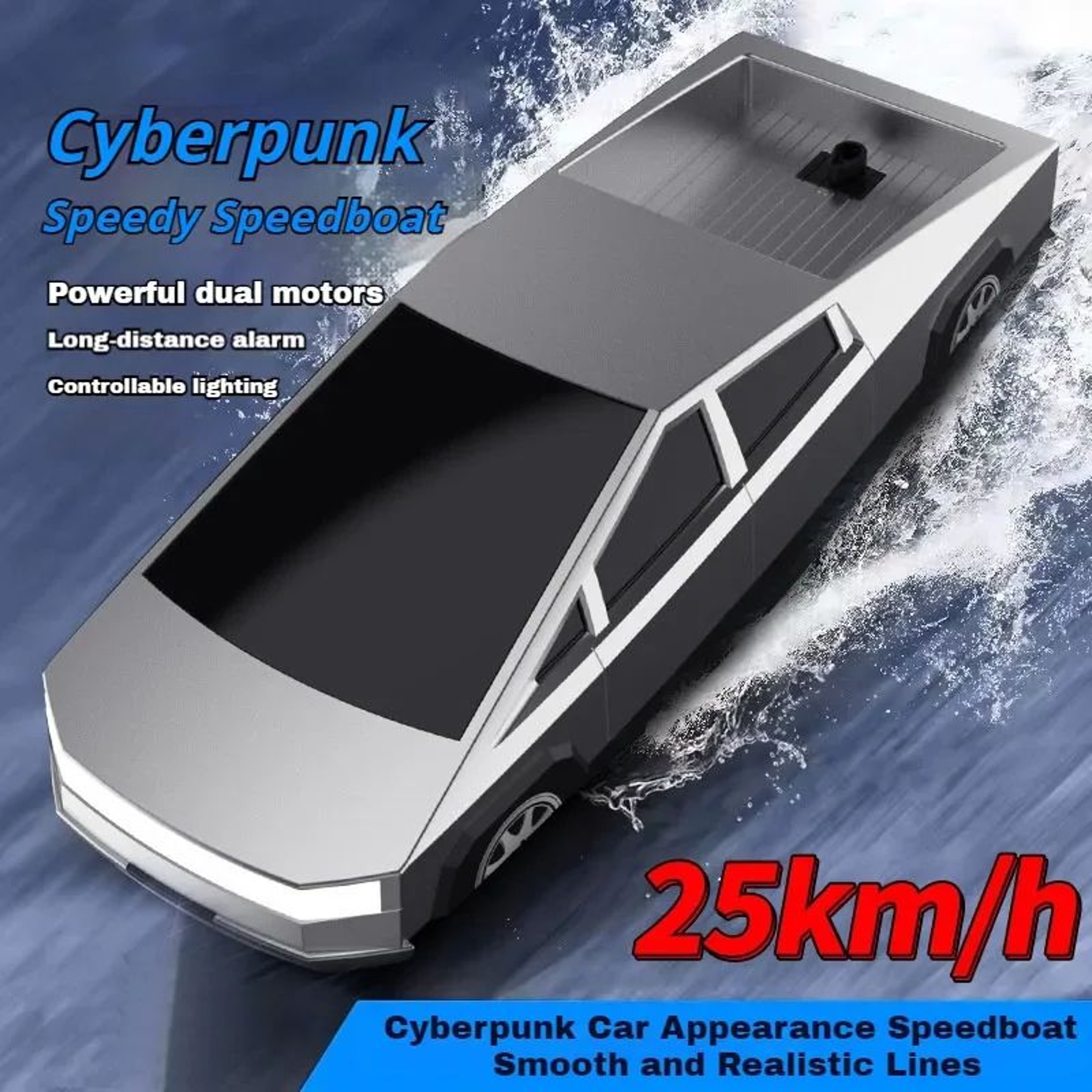 Cyberpunk High Speed RC Racing Boat With Dual Motor And Waterproof Remote 1