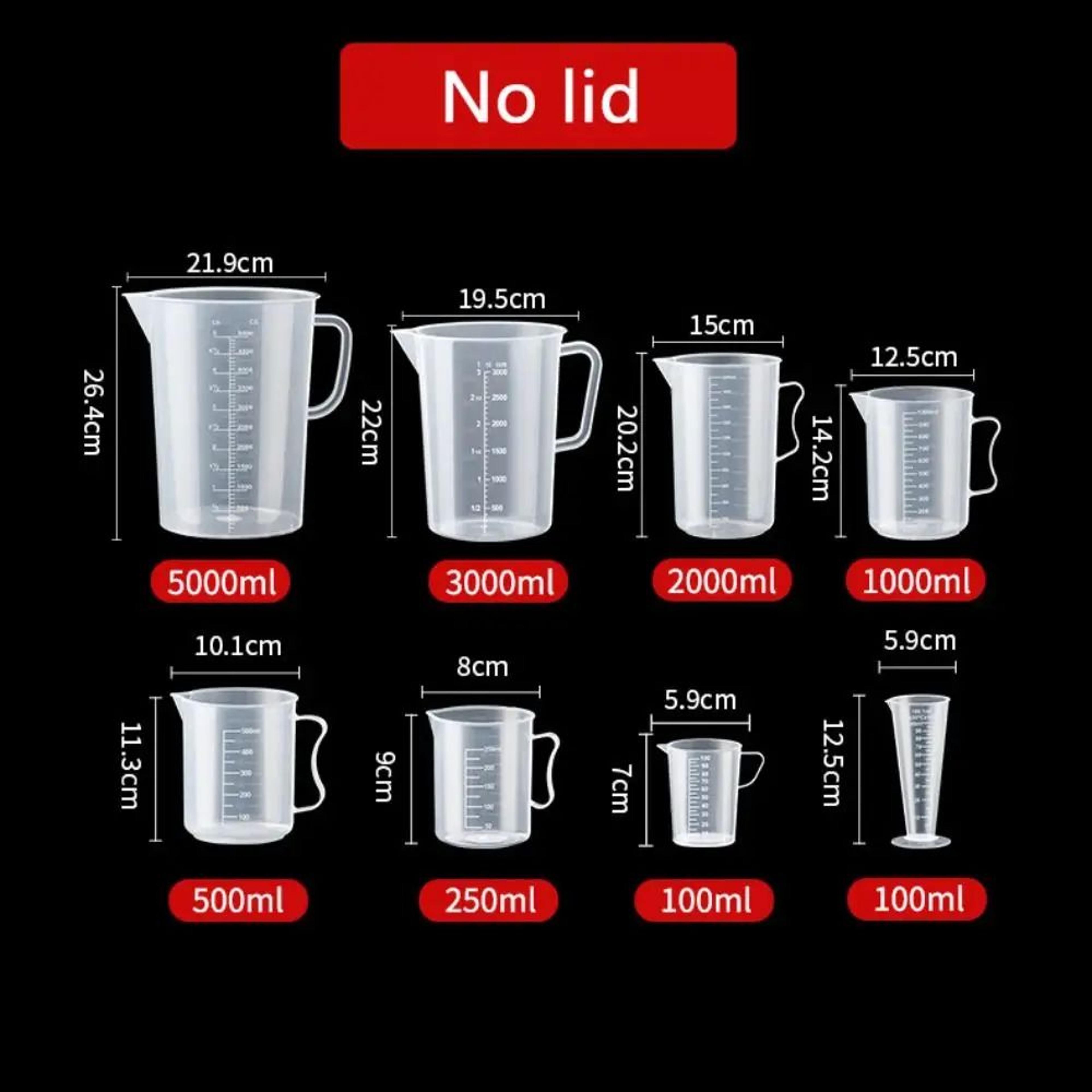 Clear Graduated Plastic Measuring Cup With Lid Large Mixing Beaker 5