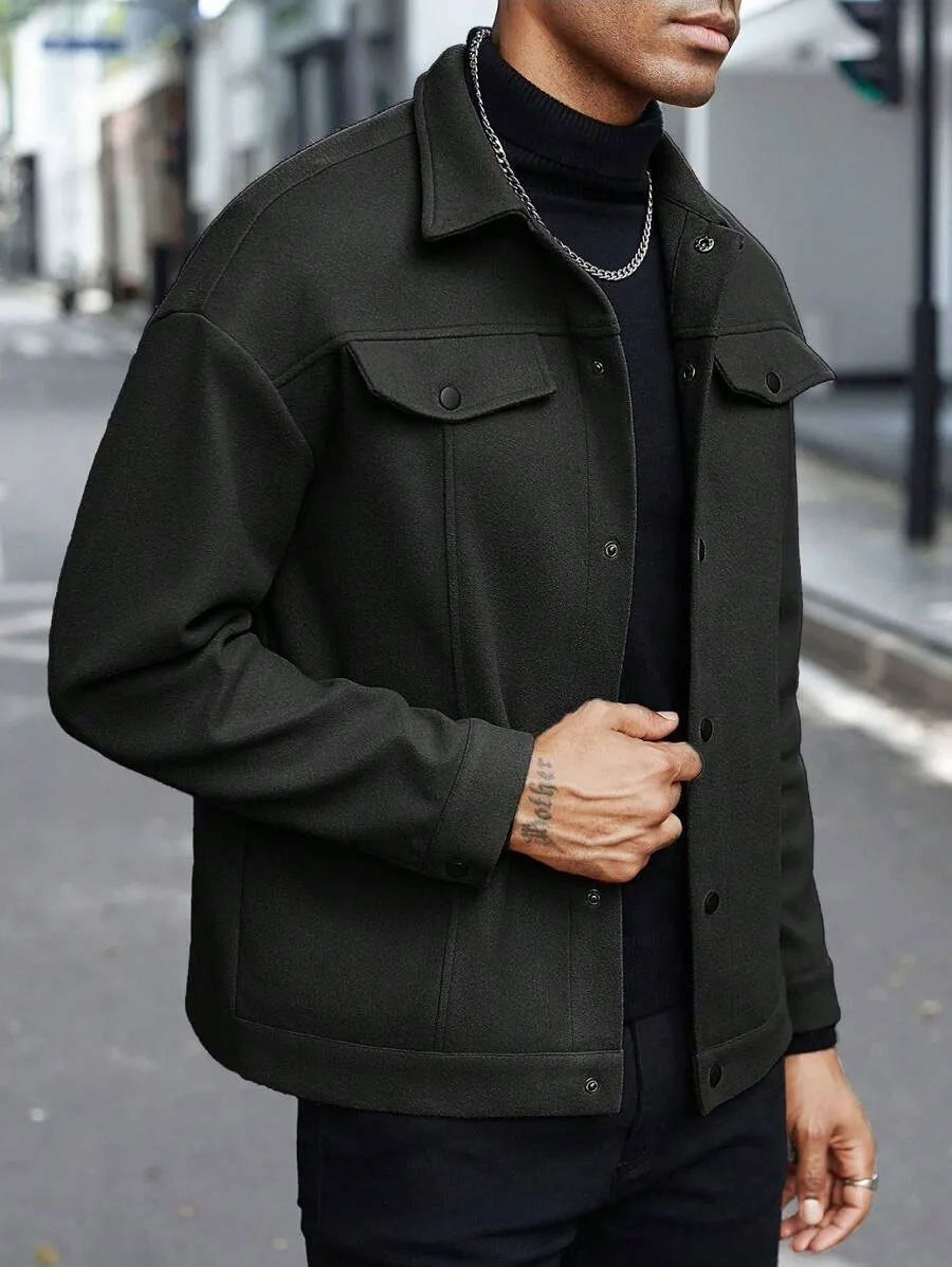 Mens Turtleneck Wool Jacket Casual Business Winter Coat 6