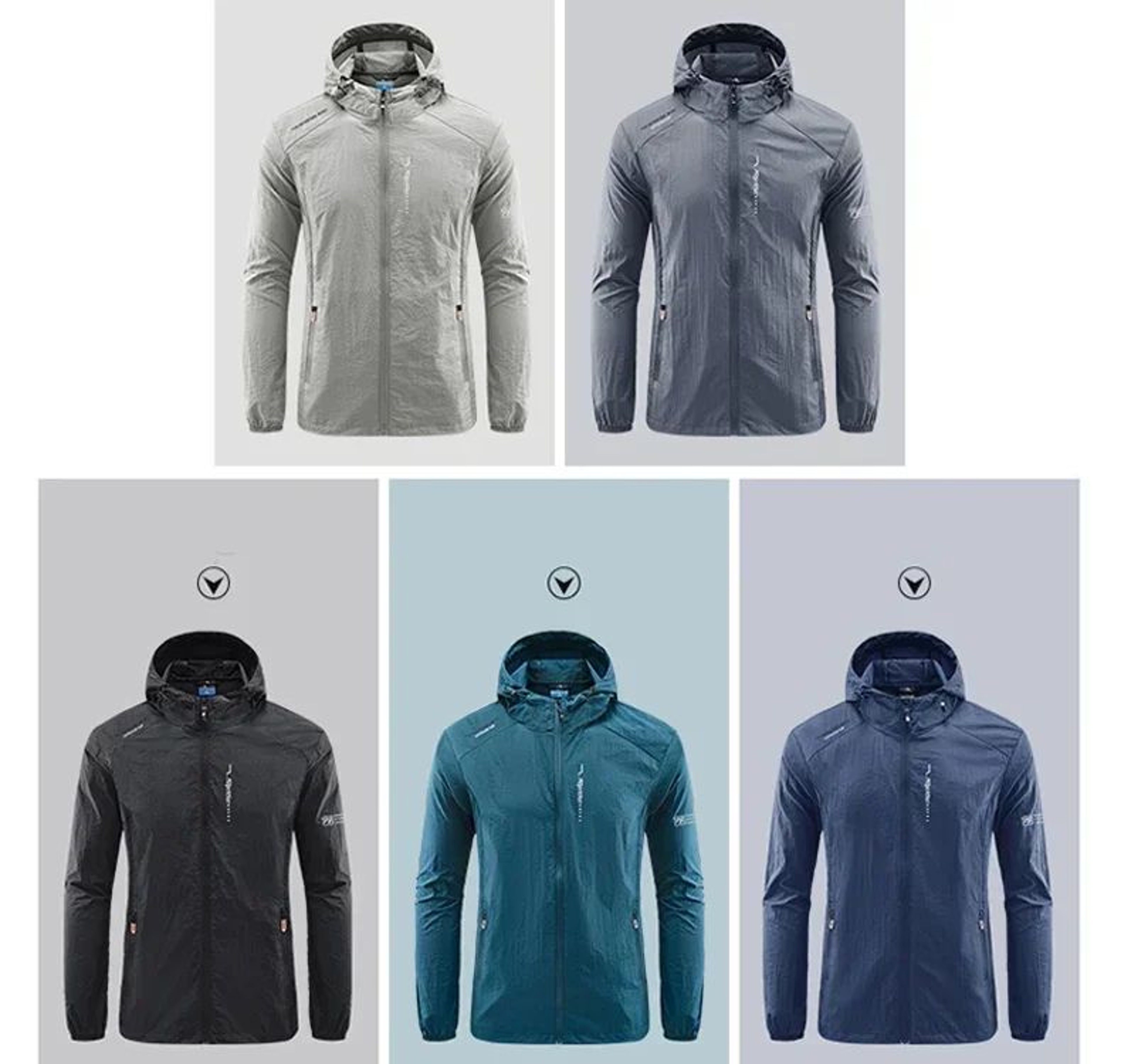 Mens UPF 50 UV Protection Windbreaker Lightweight Hooded Sun Jacket 9