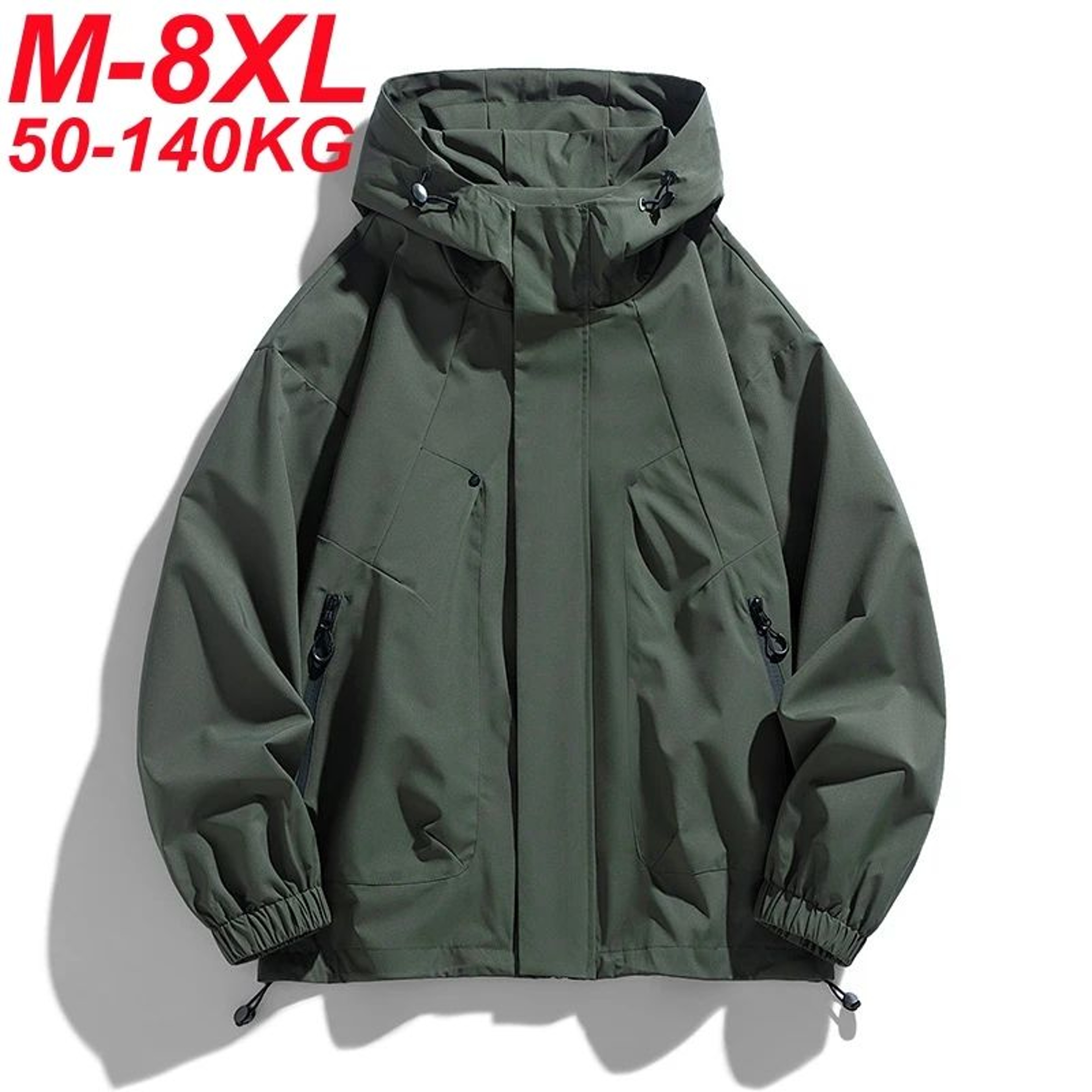 Mens Oversized Hooded Windbreaker Waterproof Trench Jacket 6XL8XL 0