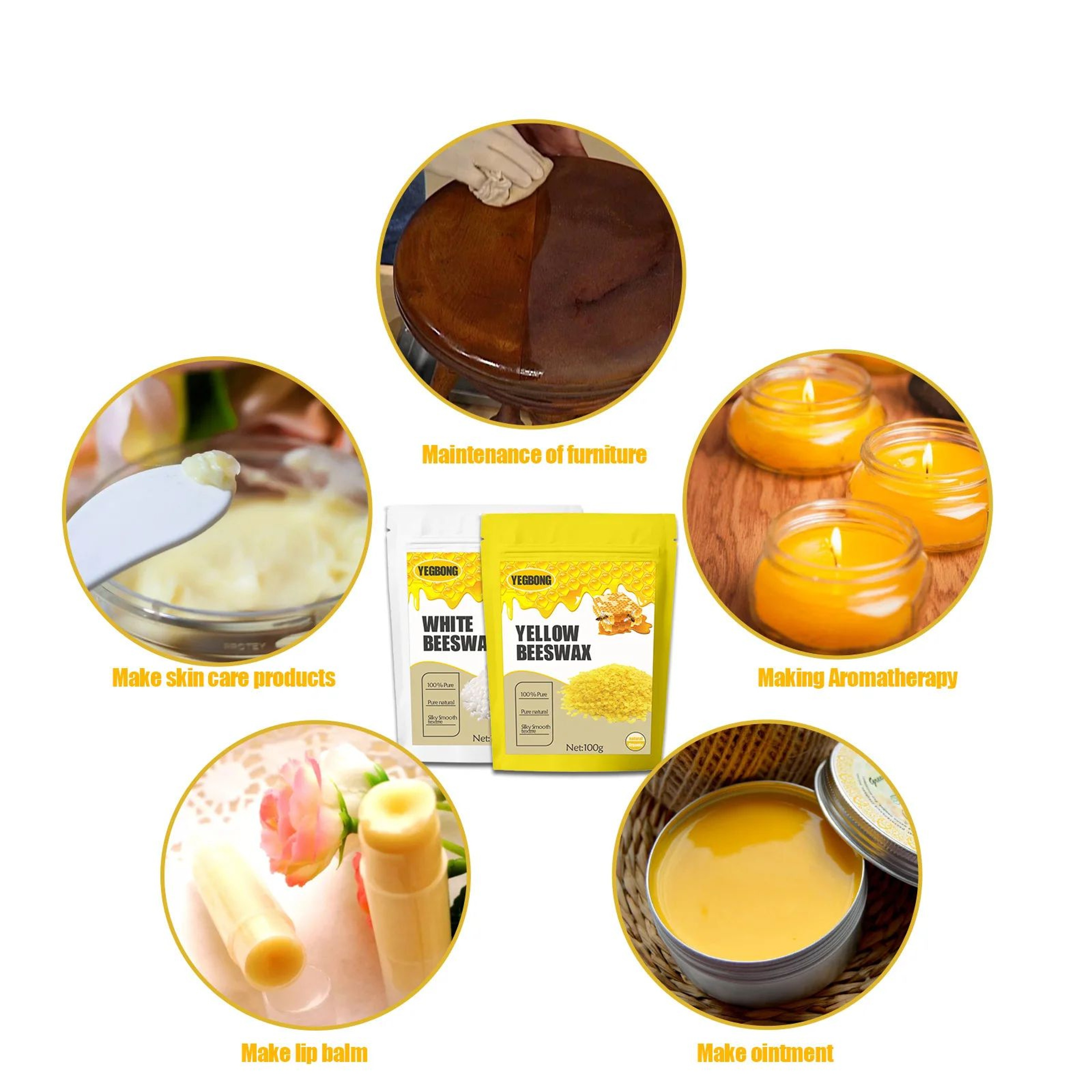 Natural Granular Beeswax Pellets DIY Craft And Furniture Polish Material 2
