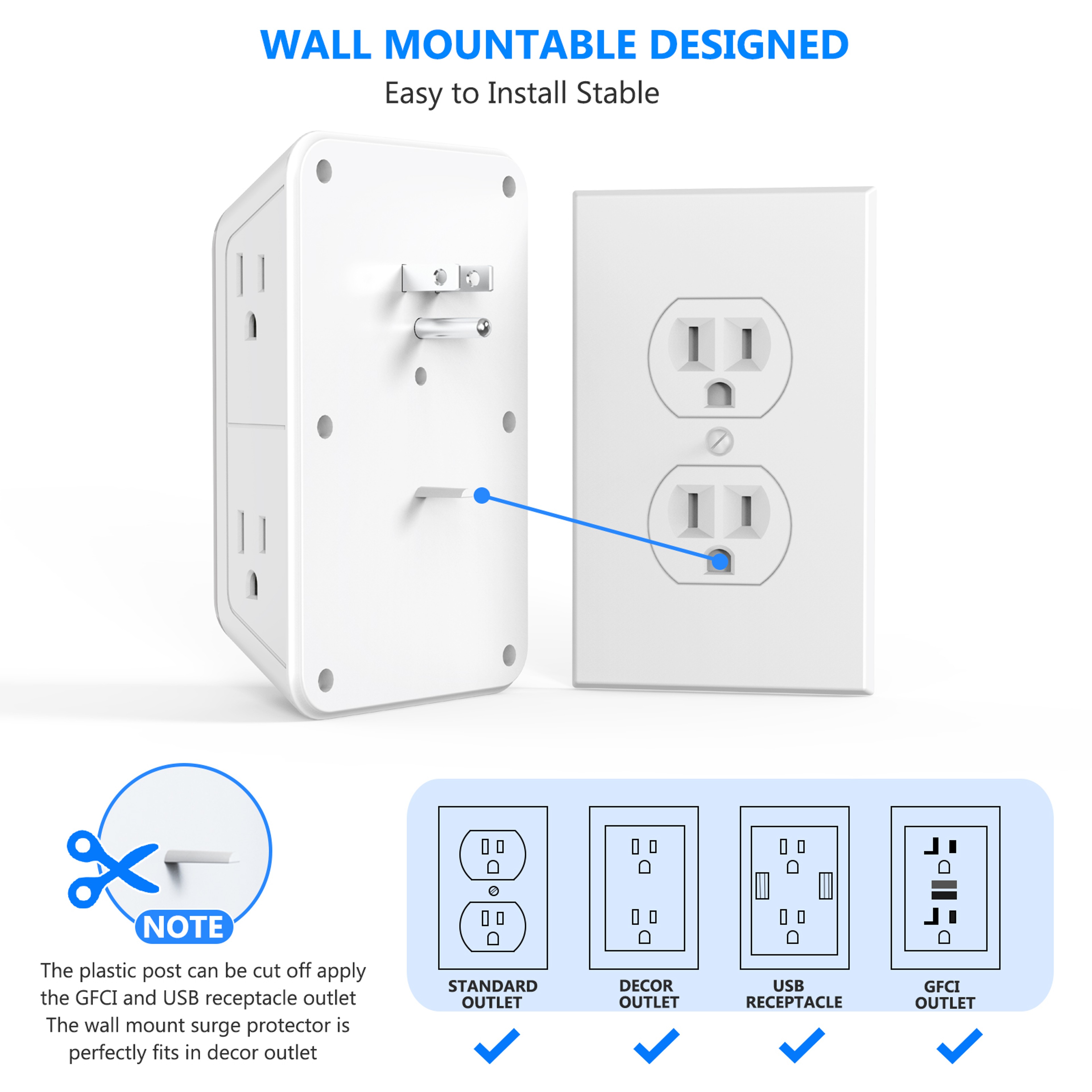 Universal Plug Power Strip with Surge Protection, 6 AC Outlets & 4 USB Ports (2 Type-C) – view 4
