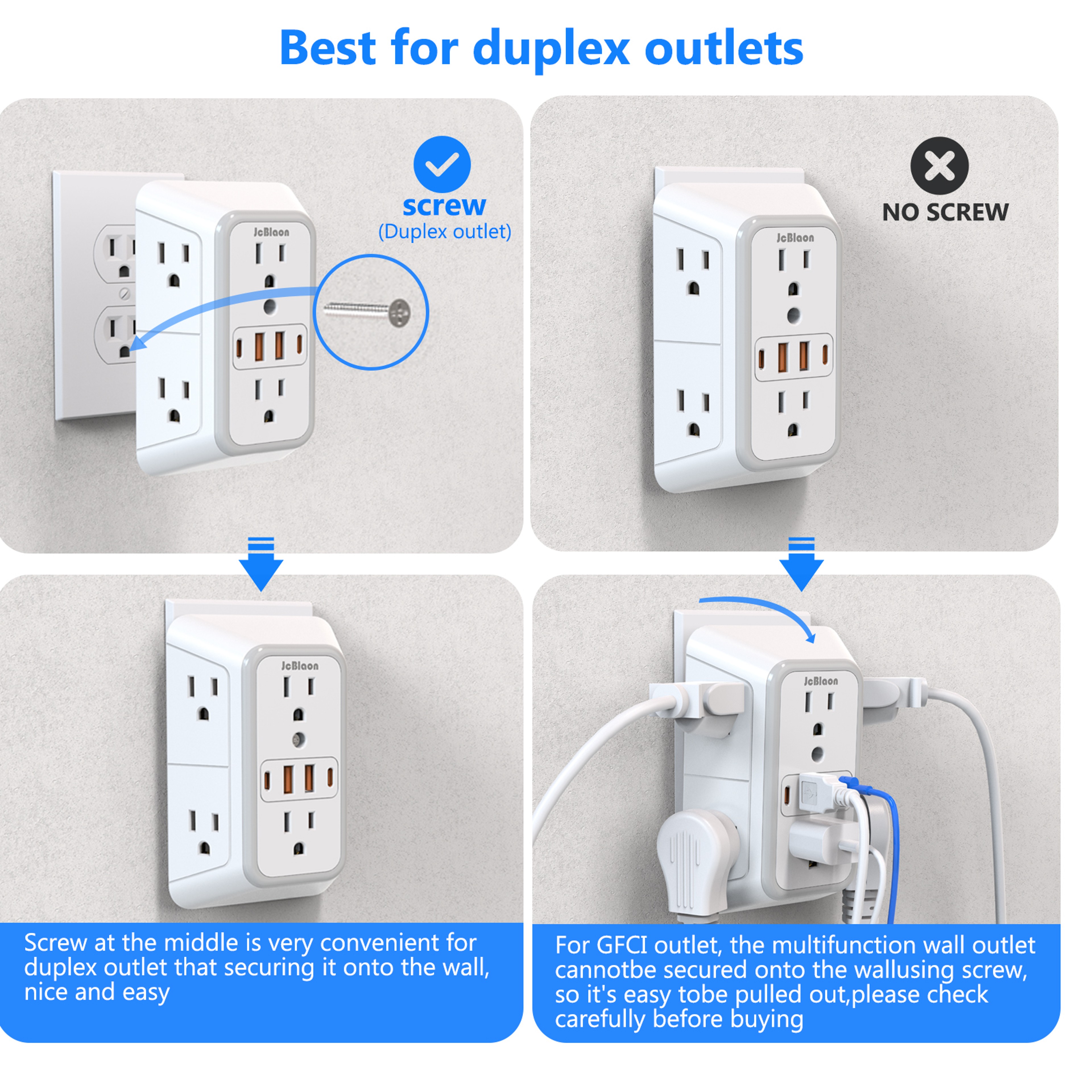 Universal Plug Power Strip with Surge Protection, 6 AC Outlets & 4 USB Ports (2 Type-C) – view 5