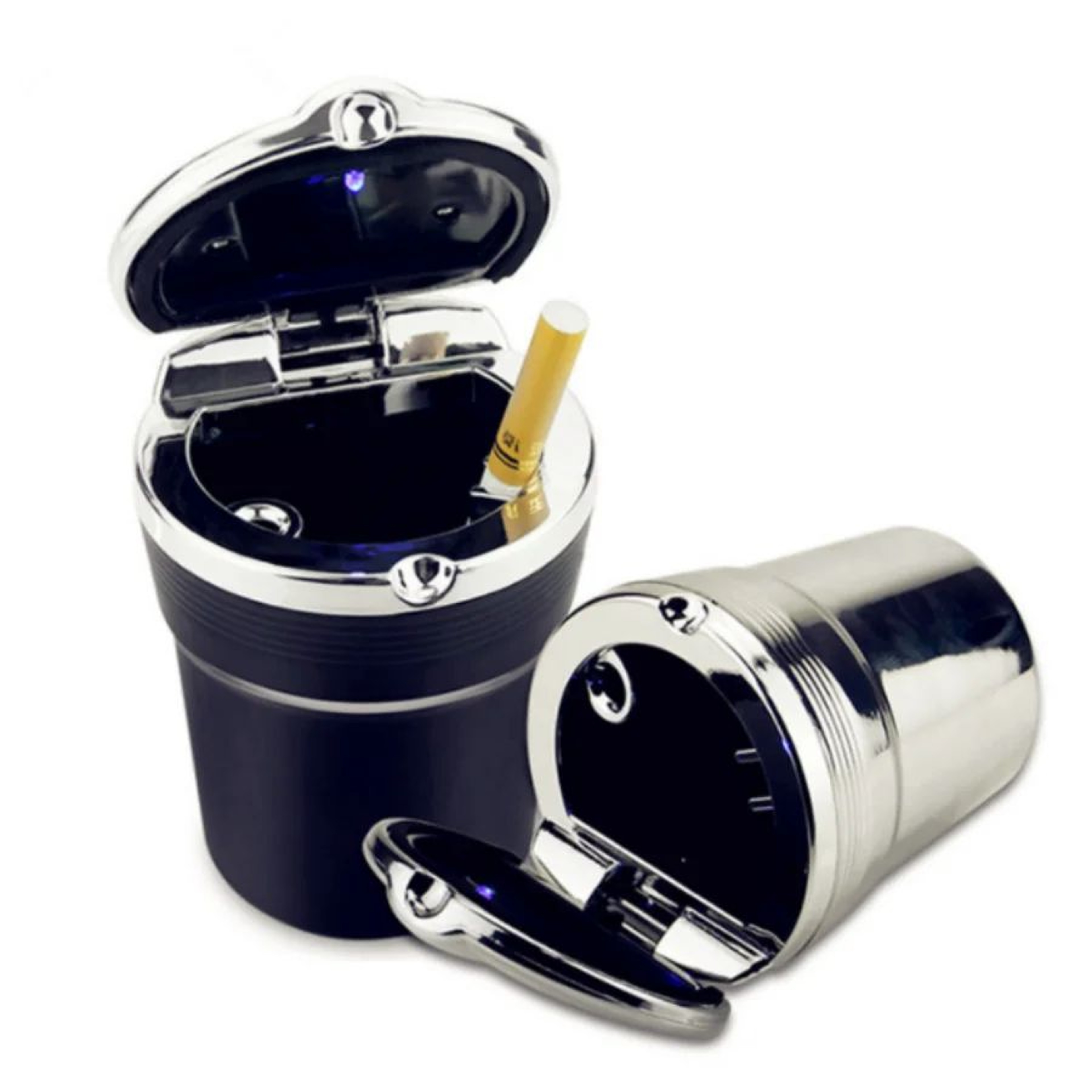 LED Car Ashtray With Lid Portable Cup Holder Trash Bin 2