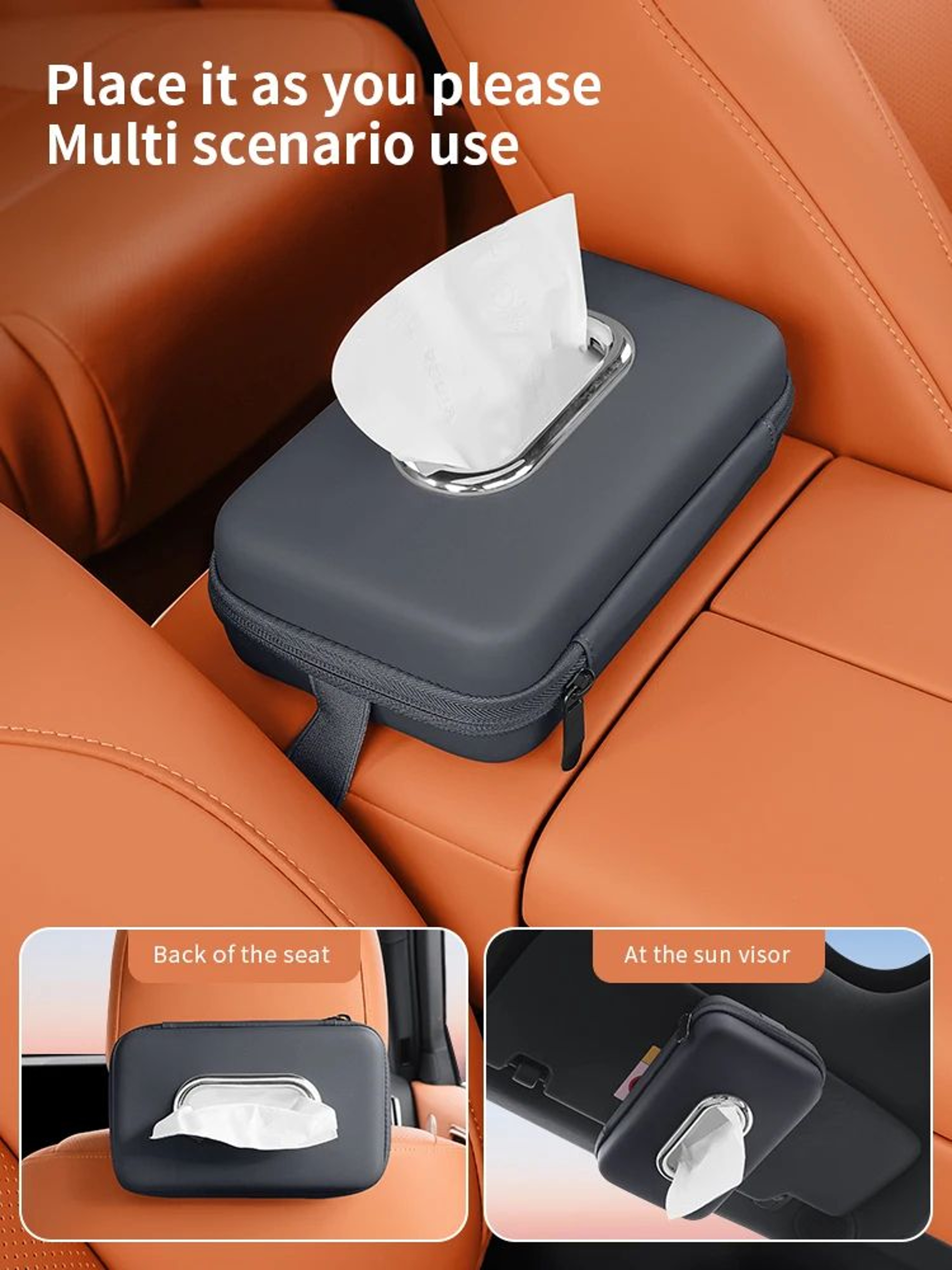 Multifunctional Car Tissue Box Holder Hanging Organizer 5